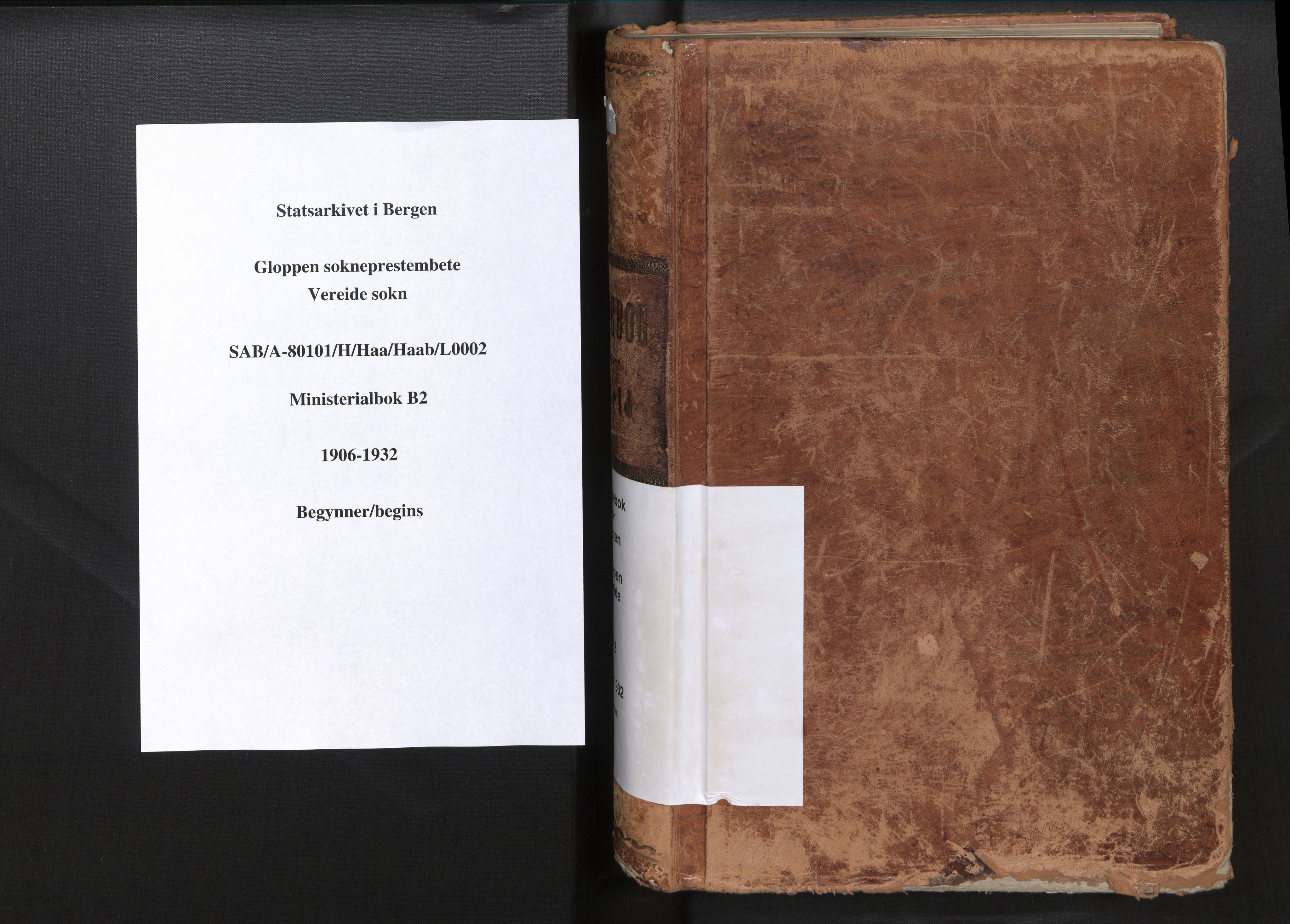 Gloppen sokneprestembete, SAB/A-80101/H/Haa/Haab/L0002: Parish register (official) no. B 2, 1906-1932