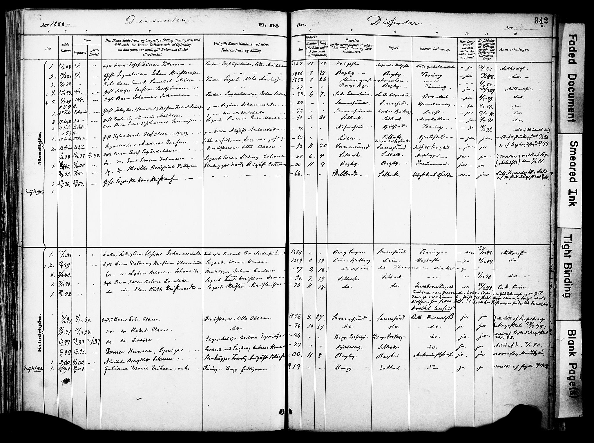 Borge prestekontor Kirkebøker, AV/SAO-A-10903/F/Fa/L0008: Parish register (official) no. I 8B, 1887-1902, p. 341