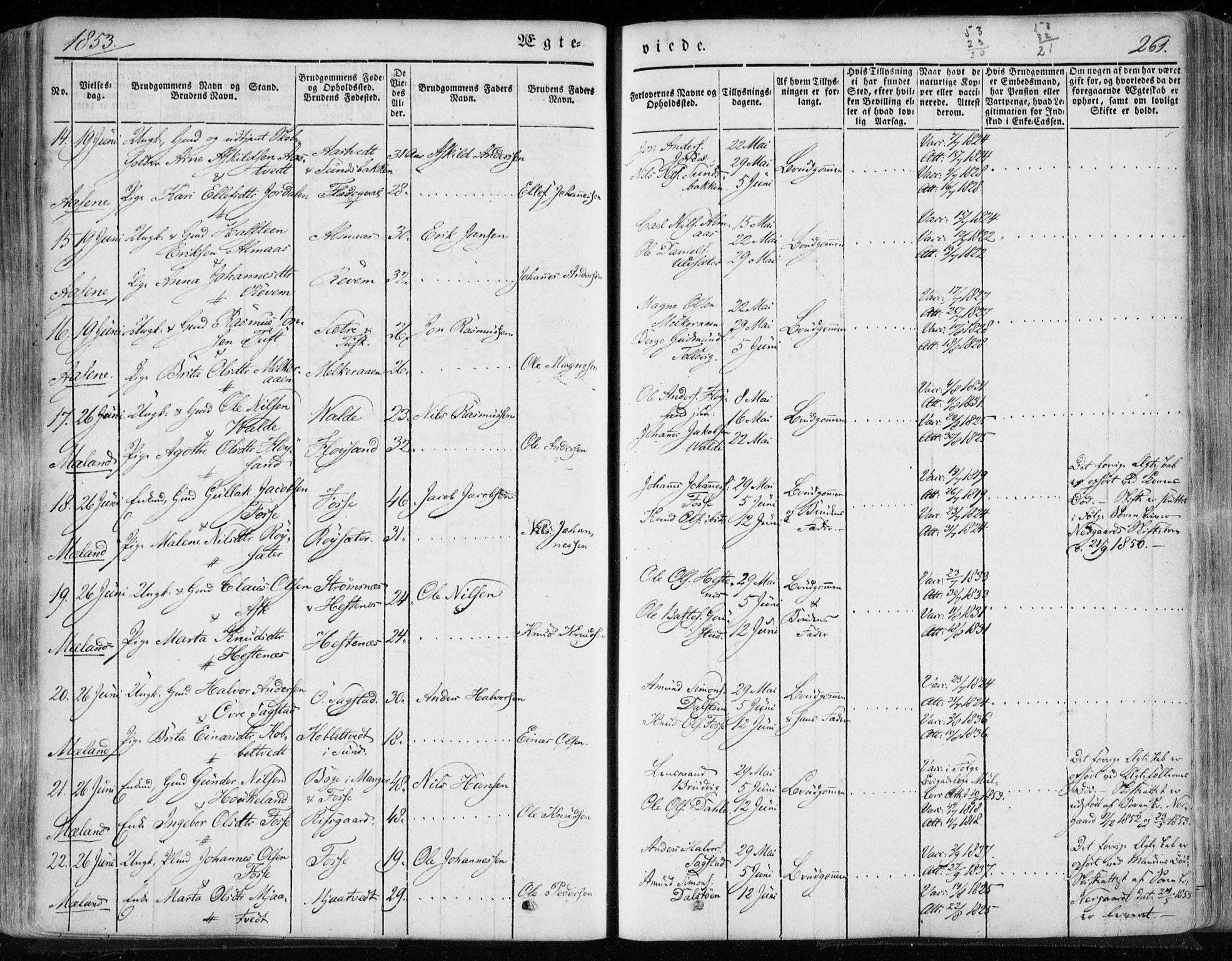 Hamre sokneprestembete, AV/SAB-A-75501/H/Ha/Haa/Haaa/L0013: Parish register (official) no. A 13, 1846-1857, p. 261