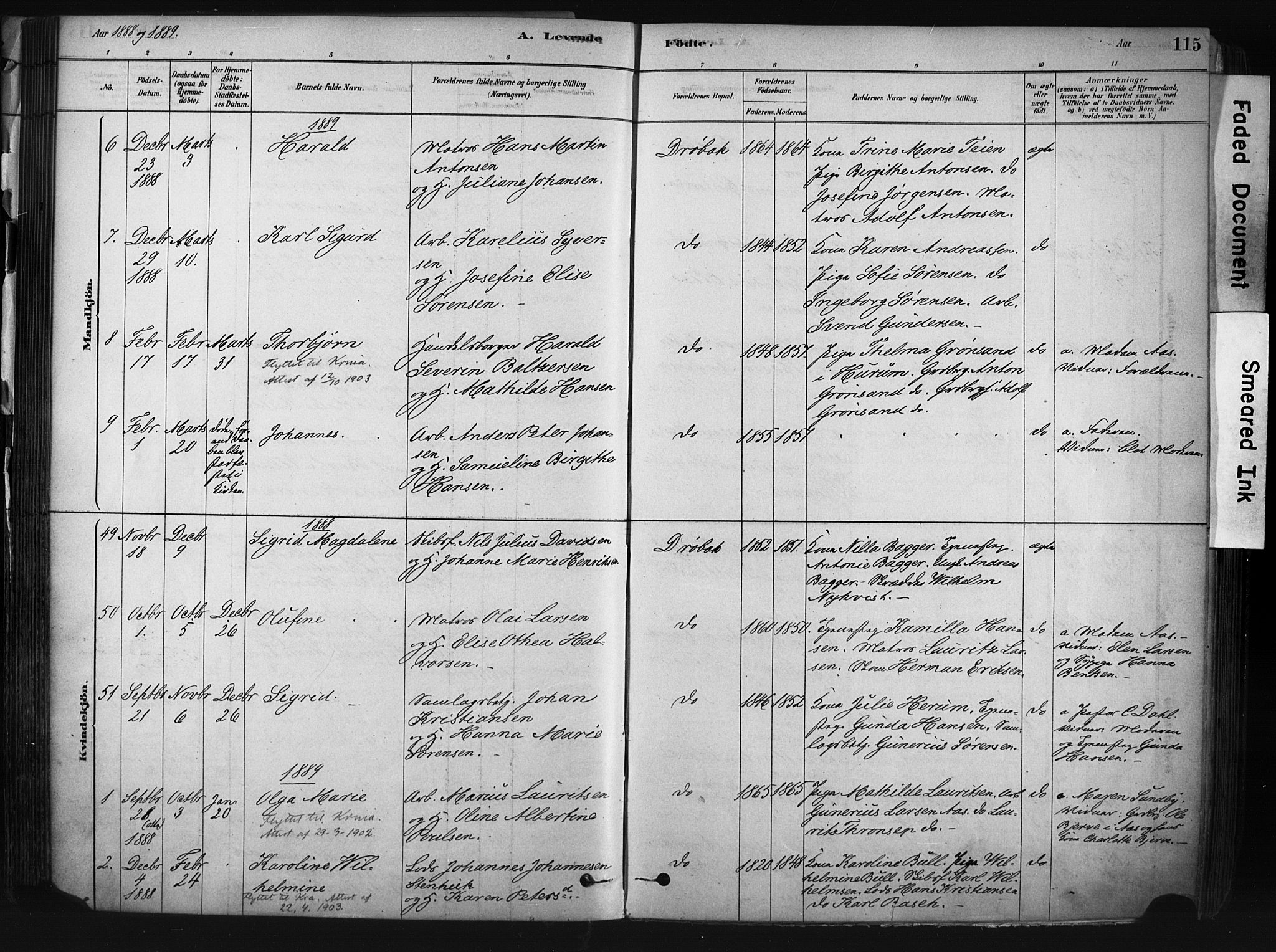 Drøbak prestekontor Kirkebøker, AV/SAO-A-10142a/F/Fb/L0001: Parish register (official) no. II 1, 1878-1891, p. 115