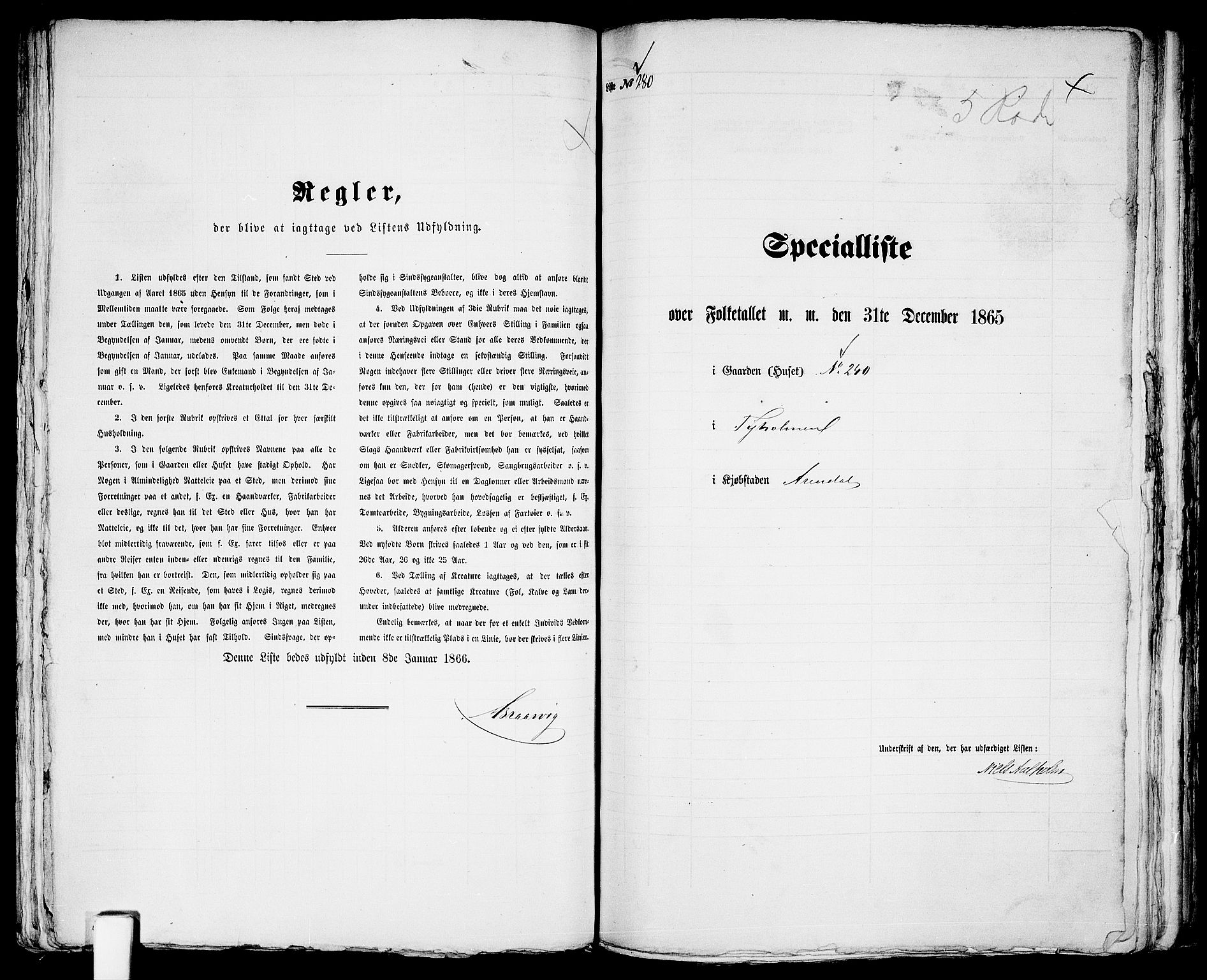 RA, 1865 census for Arendal, 1865, p. 568