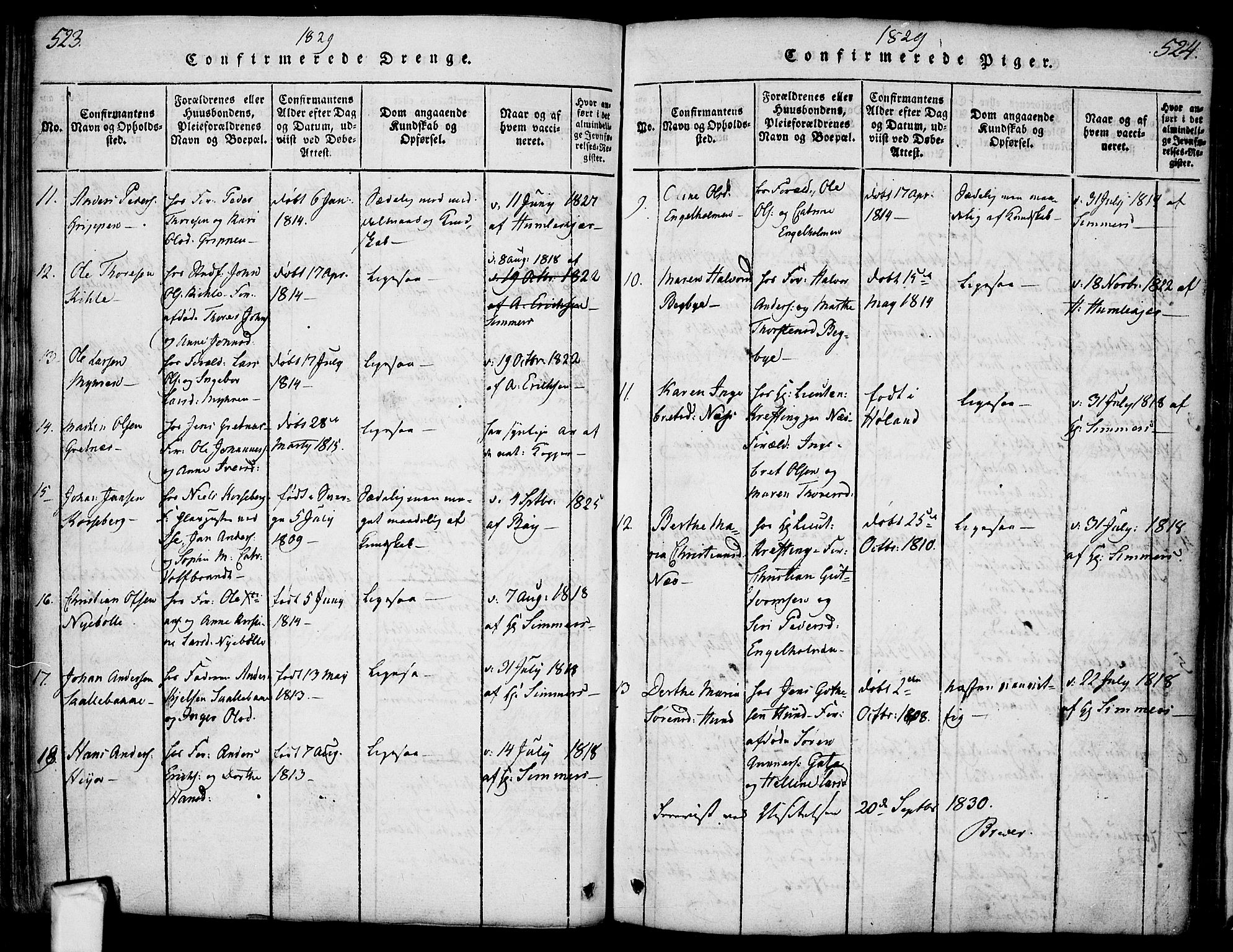 Borge prestekontor Kirkebøker, AV/SAO-A-10903/F/Fa/L0003: Parish register (official) no. I 3, 1815-1836, p. 523-524