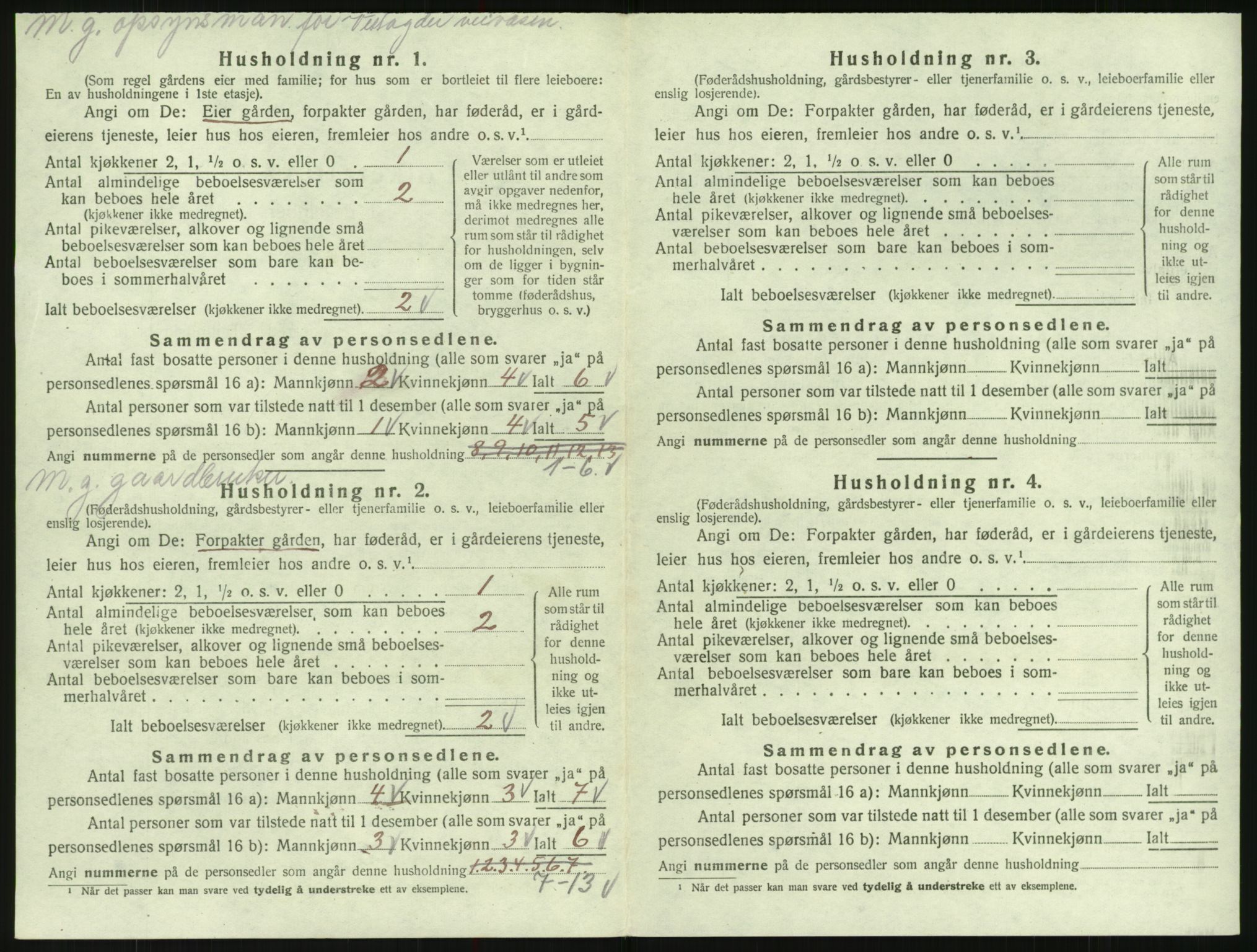 SAK, 1920 census for Bygland, 1920, p. 284