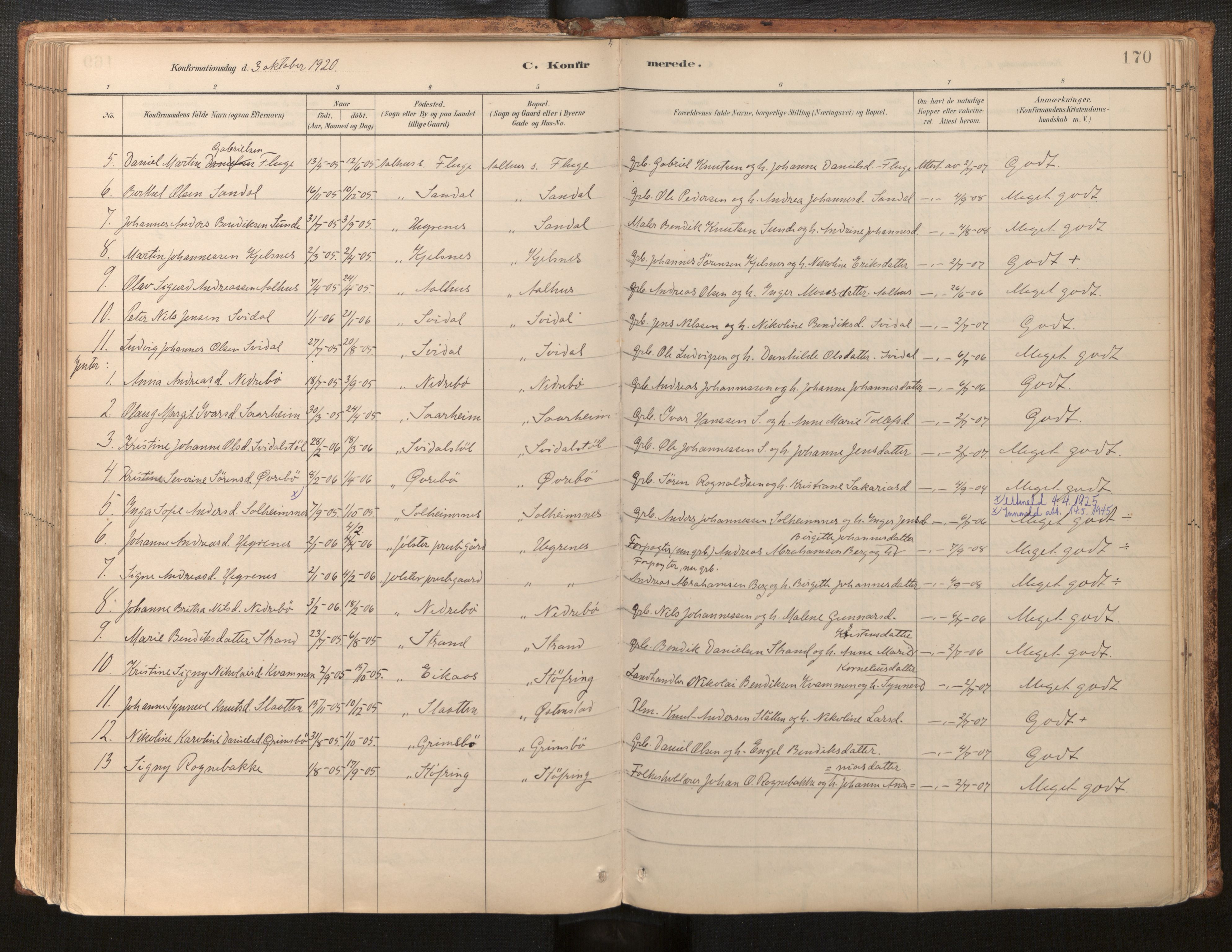 Jølster sokneprestembete, SAB/A-80701/H/Haa/Haab/L0001: Parish register (official) no. B 1, 1882-1930, p. 170