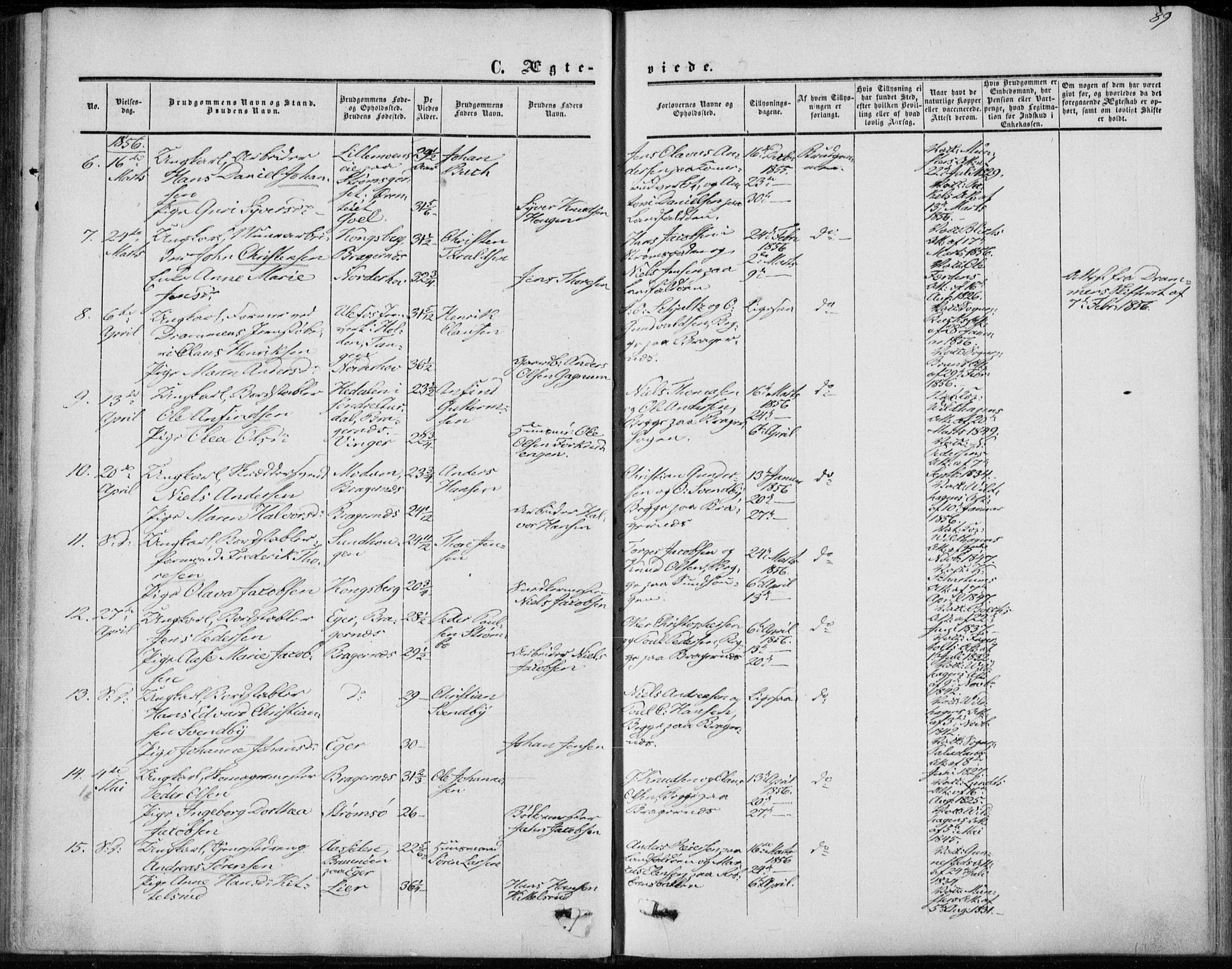 Bragernes kirkebøker, SAKO/A-6/F/Fc/L0002: Parish register (official) no. III 2, 1854-1865, p. 89