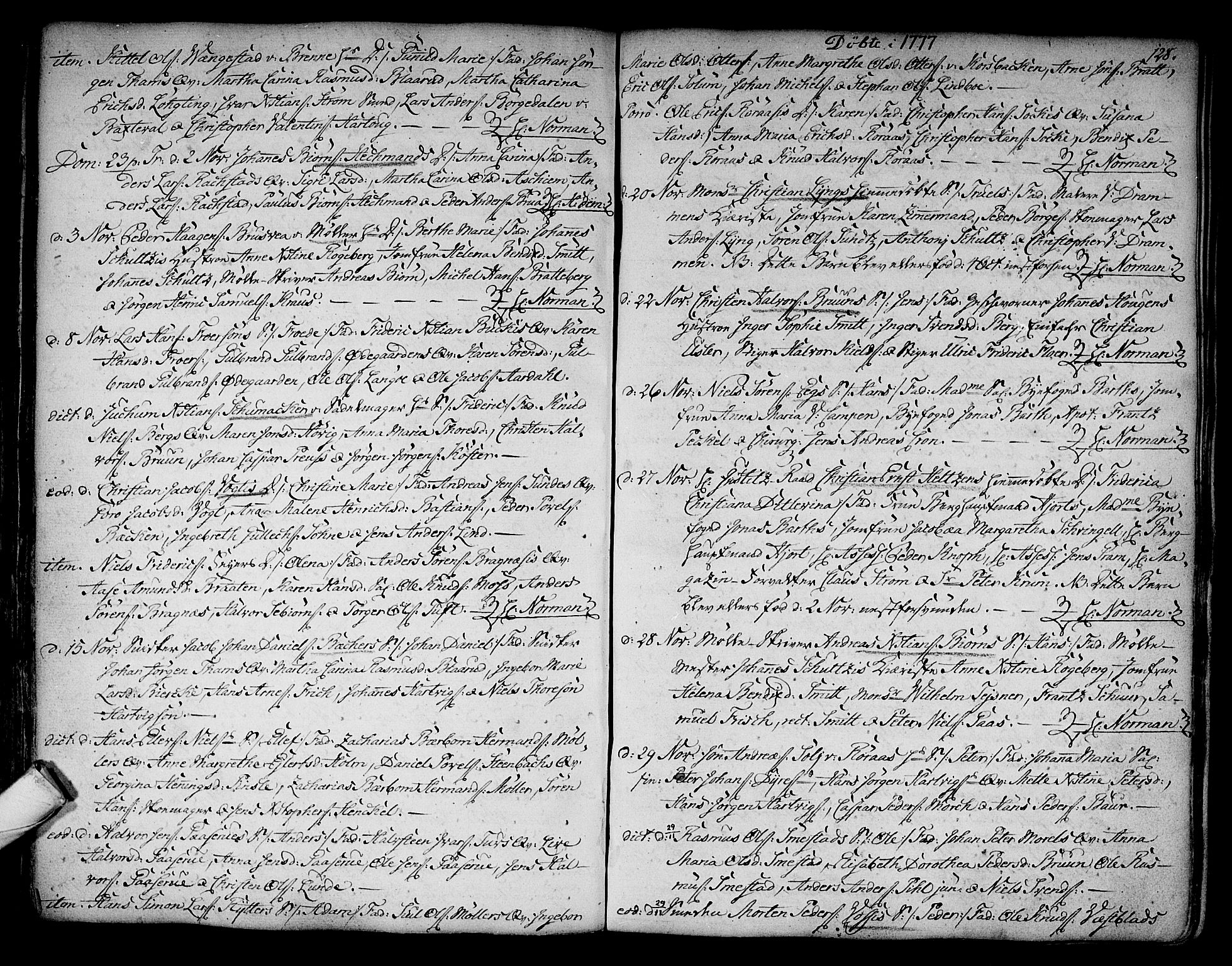 Kongsberg kirkebøker, SAKO/A-22/F/Fa/L0005: Parish register (official) no. I 5, 1769-1782, p. 128