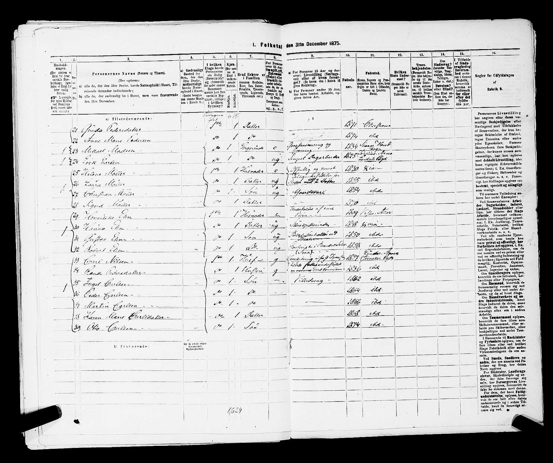 RA, 1875 census for 0301 Kristiania, 1875, p. 4927