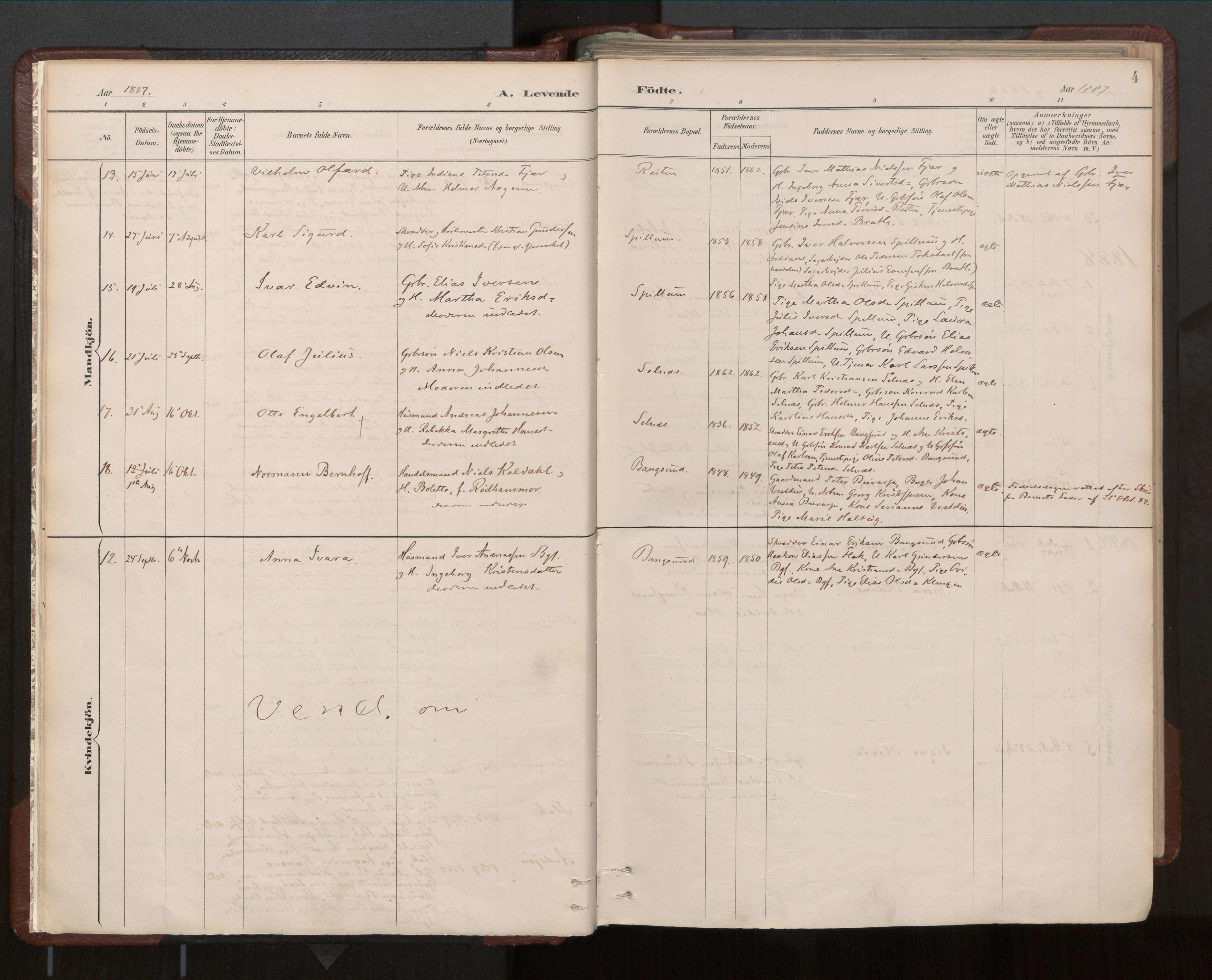 Ministerialprotokoller, klokkerbøker og fødselsregistre - Nord-Trøndelag, AV/SAT-A-1458/770/L0589: Parish register (official) no. 770A03, 1887-1929, p. 4