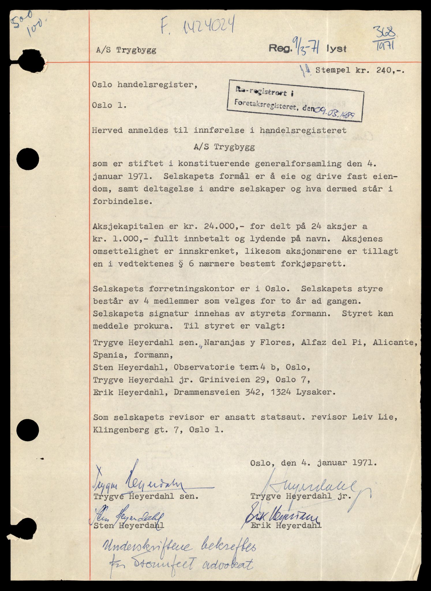 Oslo byfogd, Handelsregisteret, AV/SAT-A-10867/G/Gb/Gba/L0191: Aksjeselskap, Try-Tø, 1944-1990