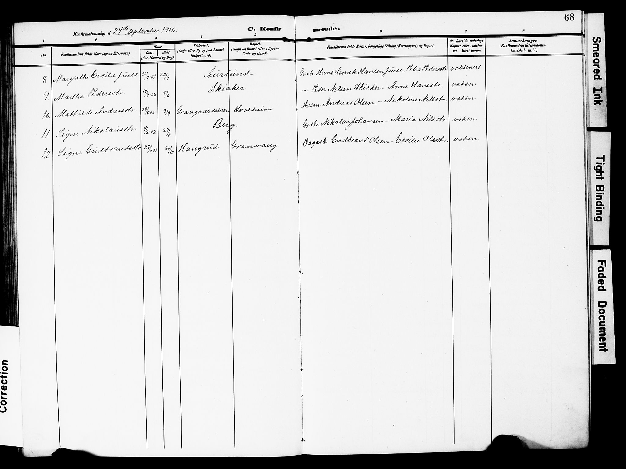 Nordre Land prestekontor, SAH/PREST-124/H/Ha/Hab/L0001: Parish register (copy) no. 1, 1908-1931, p. 68