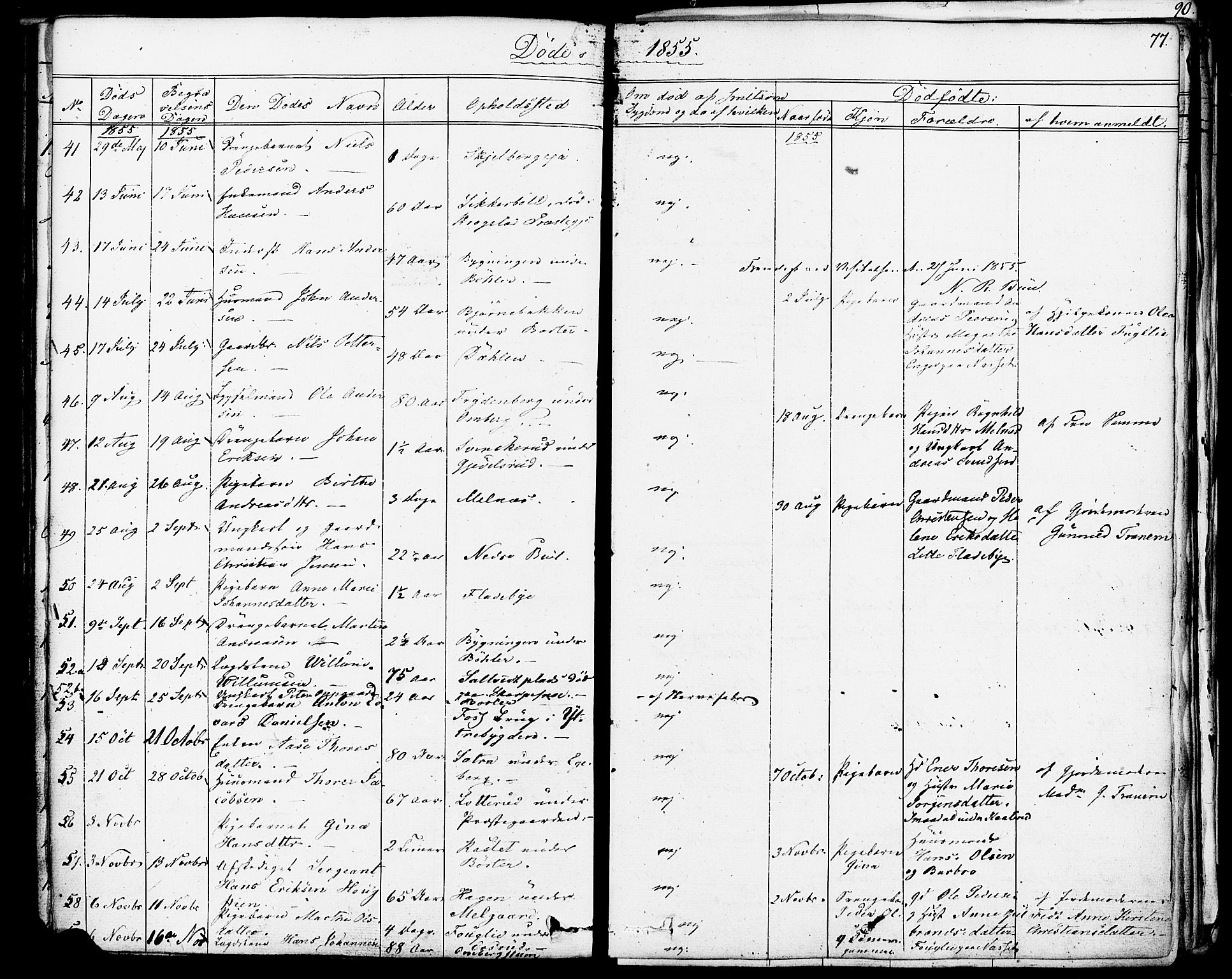 Enebakk prestekontor Kirkebøker, AV/SAO-A-10171c/F/Fa/L0013: Parish register (official) no. I 13, 1832-1882, p. 77