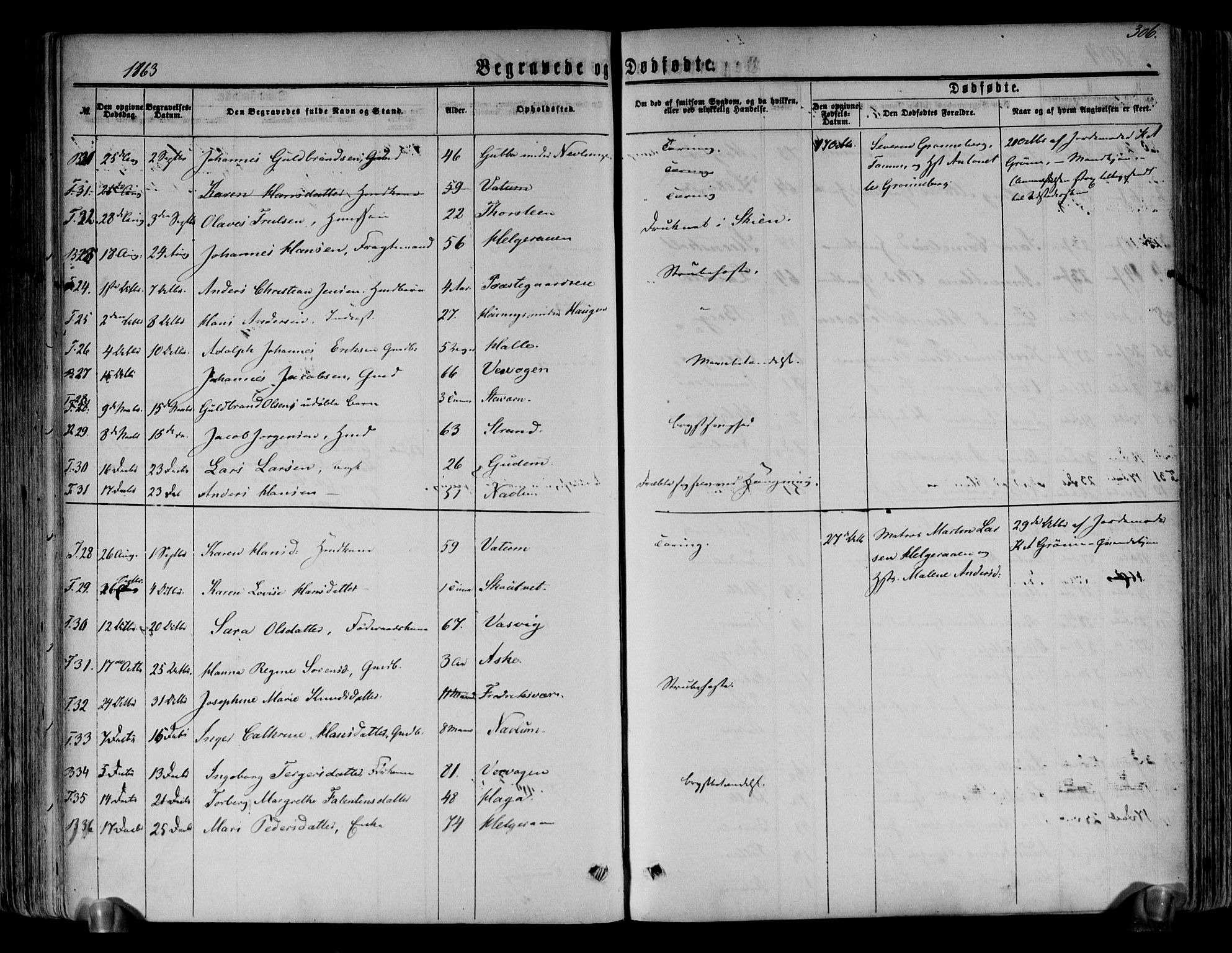 Brunlanes kirkebøker, AV/SAKO-A-342/F/Fa/L0005: Parish register (official) no. I 5, 1862-1877, p. 306