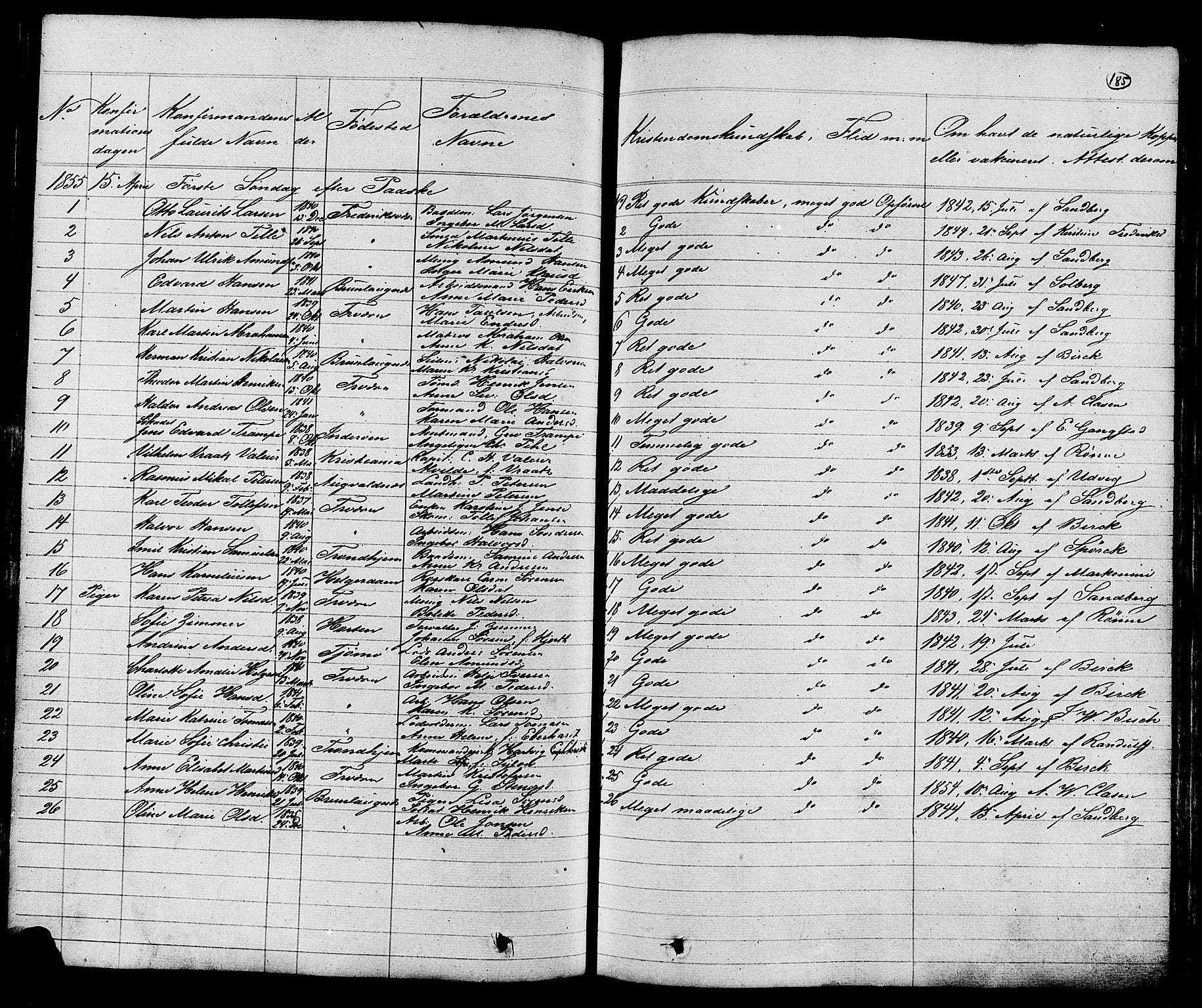 Stavern kirkebøker, SAKO/A-318/G/Ga/L0002: Parish register (copy) no. 2, 1839-1909, p. 185