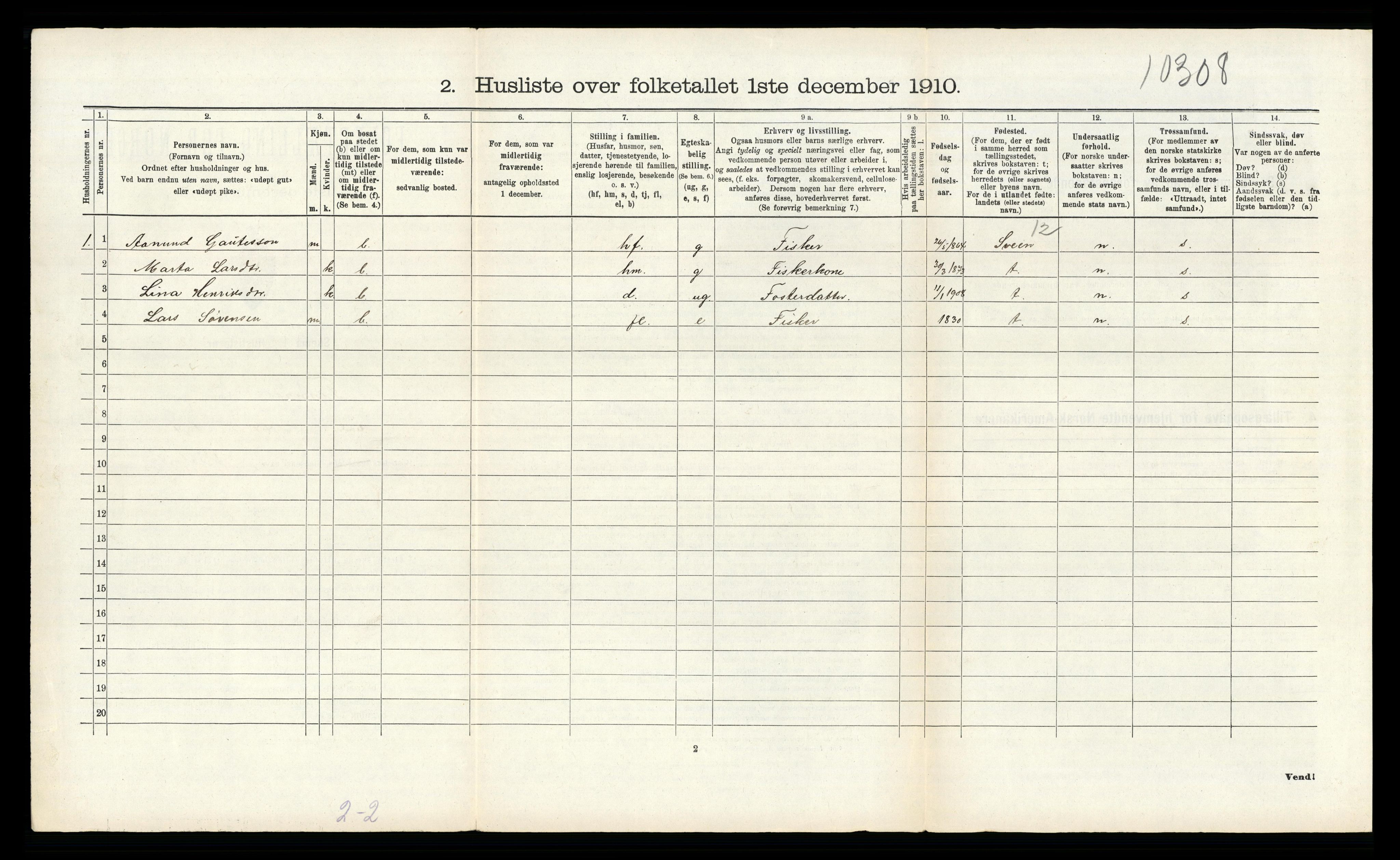 RA, 1910 census for Finnås, 1910, p. 1527