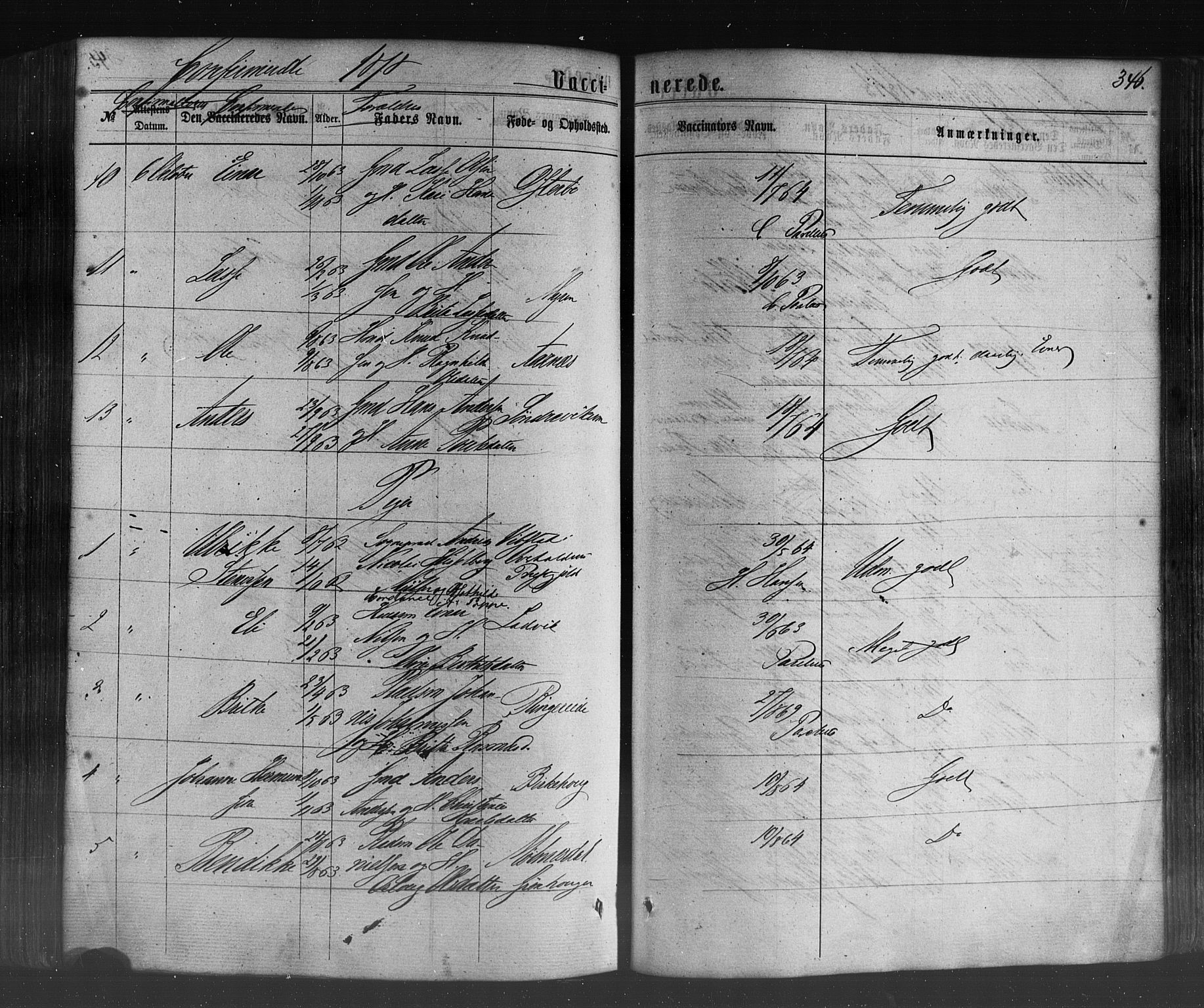 Lavik sokneprestembete, SAB/A-80901: Parish register (official) no. A 4, 1864-1881, p. 346