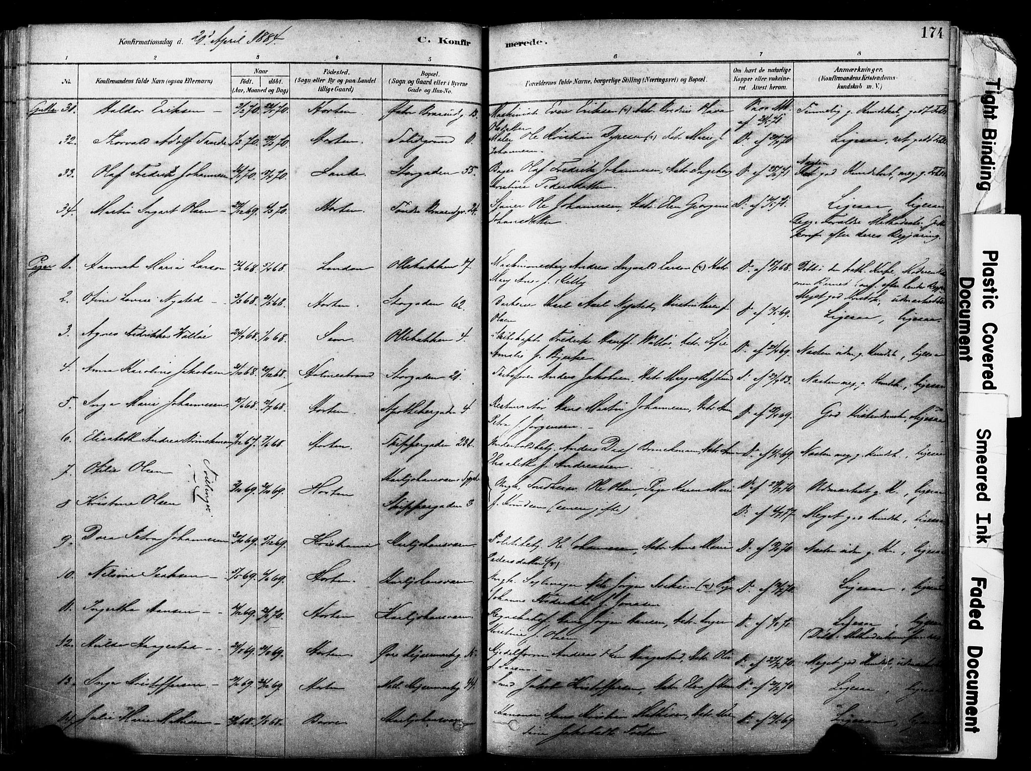 Horten kirkebøker, SAKO/A-348/F/Fa/L0003: Parish register (official) no. 3, 1878-1887, p. 174