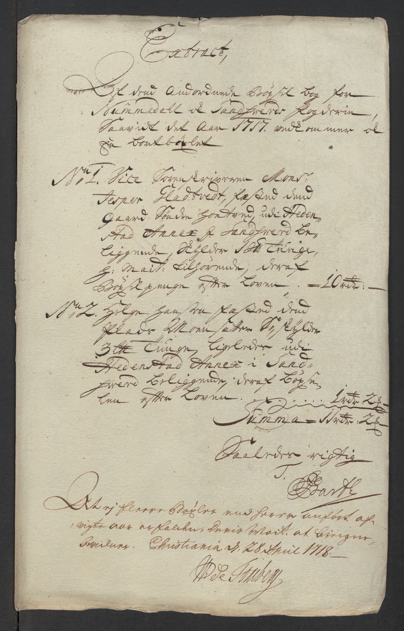 Rentekammeret inntil 1814, Reviderte regnskaper, Fogderegnskap, RA/EA-4092/R24/L1593: Fogderegnskap Numedal og Sandsvær, 1717, p. 264