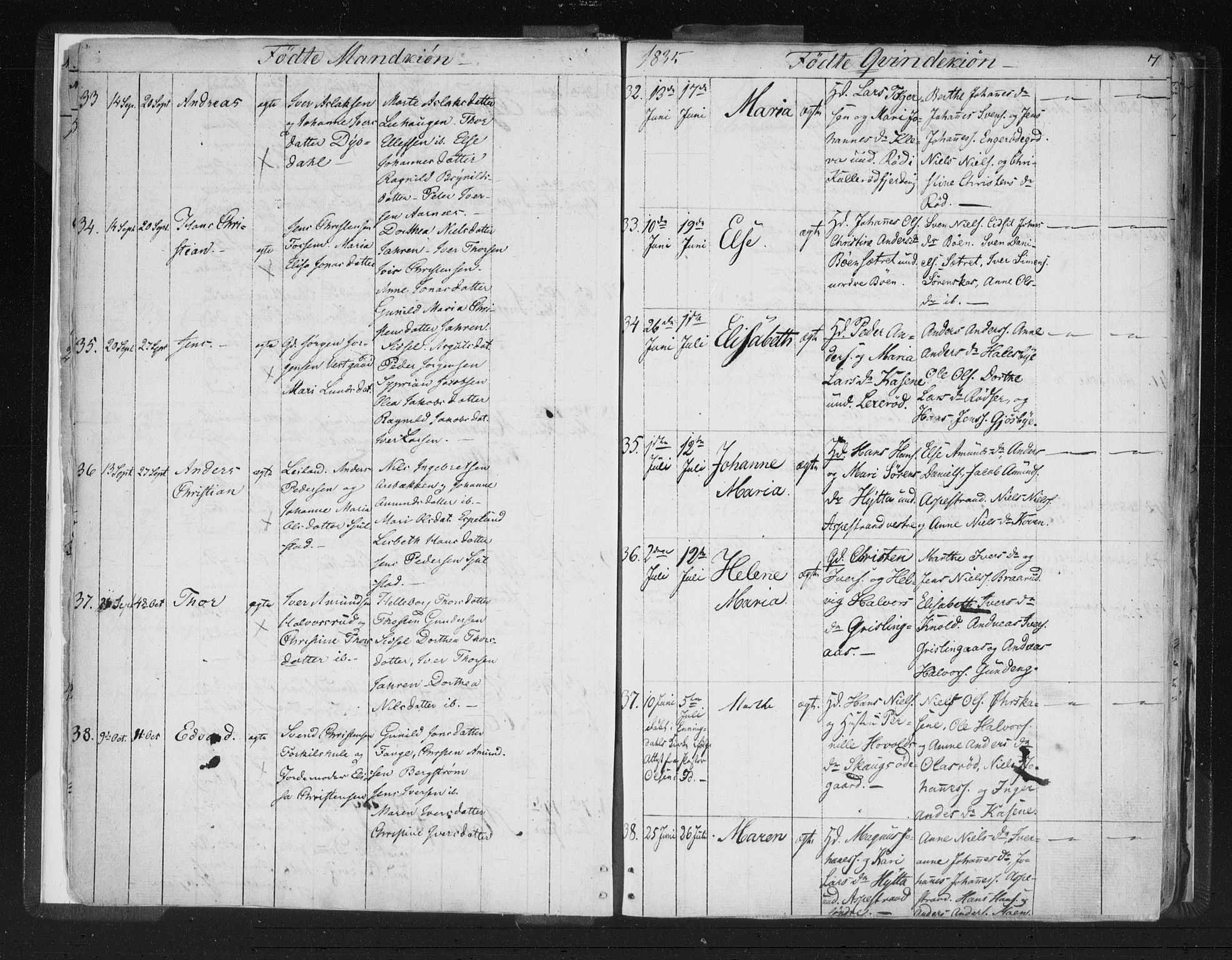 Aremark prestekontor Kirkebøker, AV/SAO-A-10899/F/Fc/L0002: Parish register (official) no. III 2, 1834-1849, p. 7