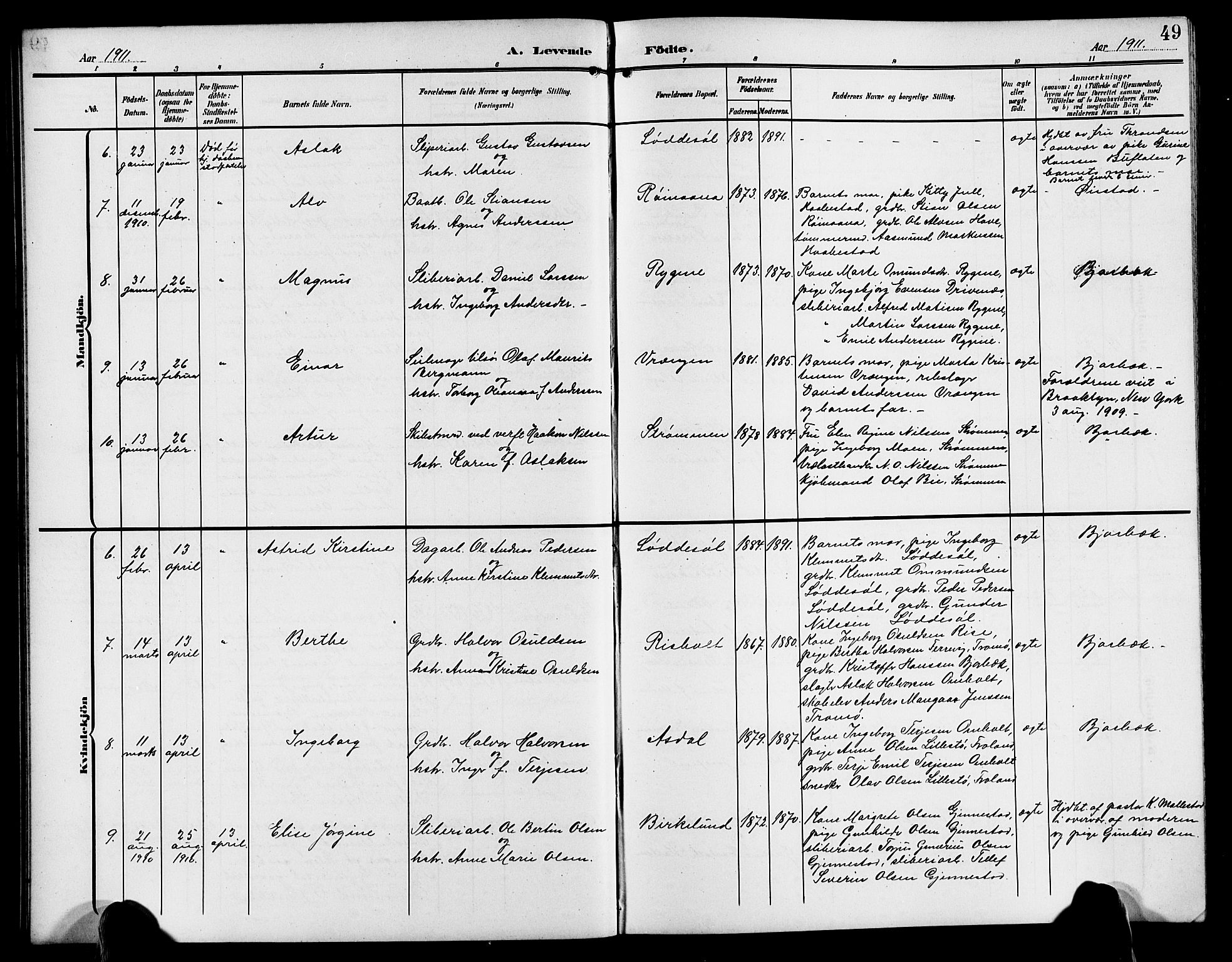 Øyestad sokneprestkontor, AV/SAK-1111-0049/F/Fb/L0011: Parish register (copy) no. B 11, 1906-1918, p. 49