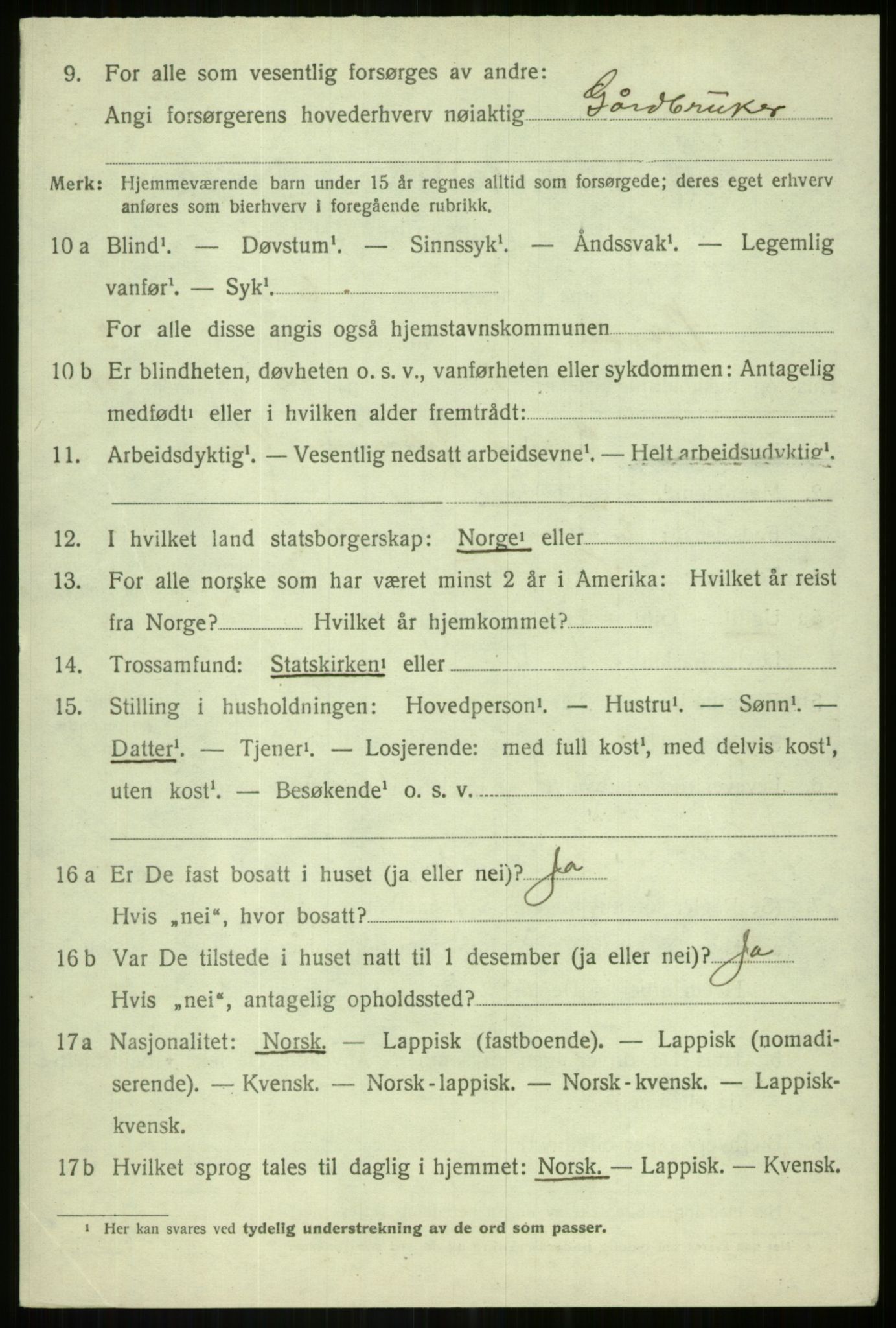 SATØ, 1920 census for Bardu, 1920, p. 1168