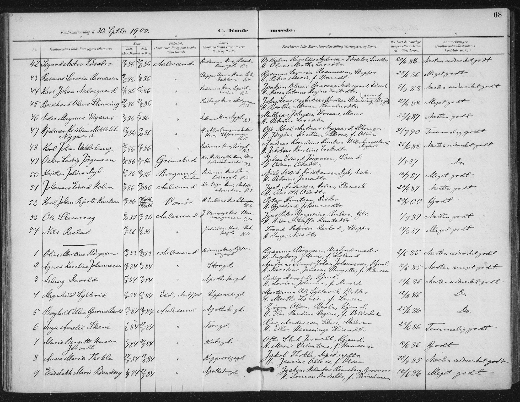 Ministerialprotokoller, klokkerbøker og fødselsregistre - Møre og Romsdal, AV/SAT-A-1454/529/L0457: Parish register (official) no. 529A07, 1894-1903, p. 68