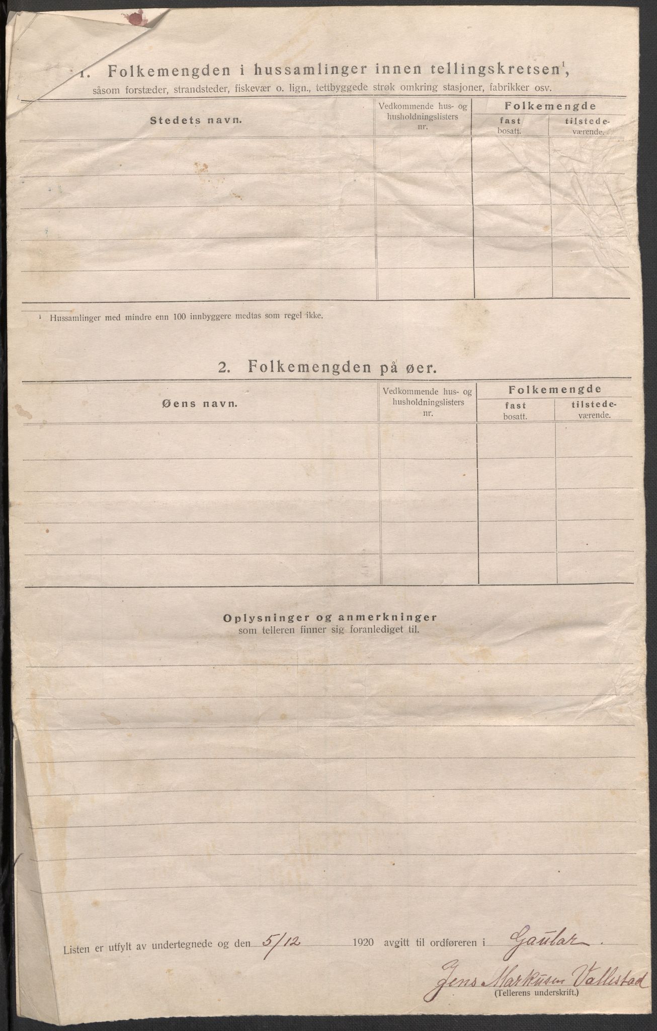 SAB, 1920 census for Gaular, 1920, p. 21