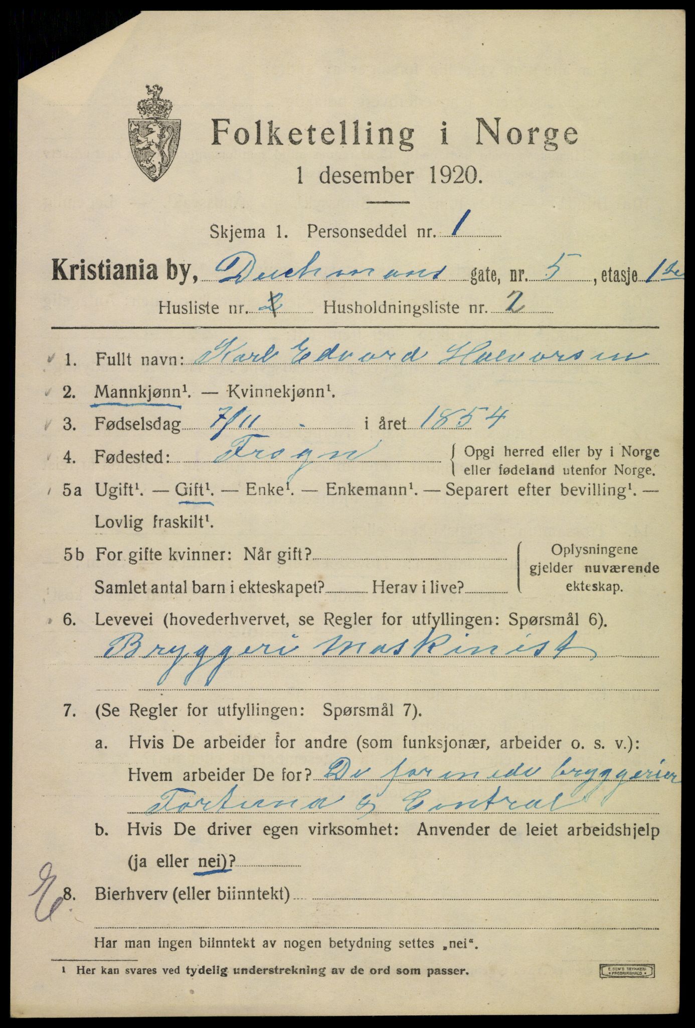 SAO, 1920 census for Kristiania, 1920, p. 198131