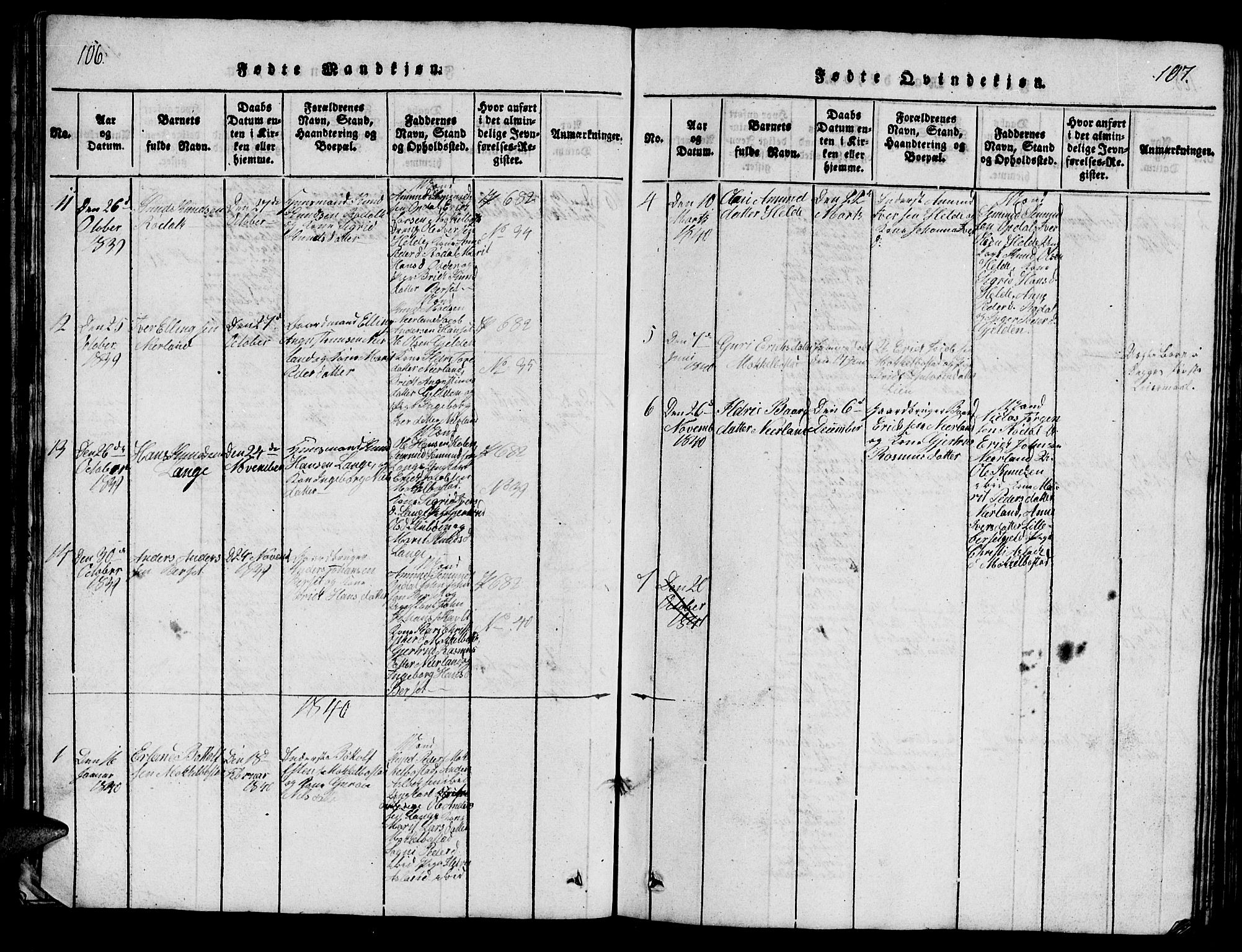 Ministerialprotokoller, klokkerbøker og fødselsregistre - Møre og Romsdal, SAT/A-1454/554/L0644: Parish register (copy) no. 554C01, 1818-1851, p. 106-107