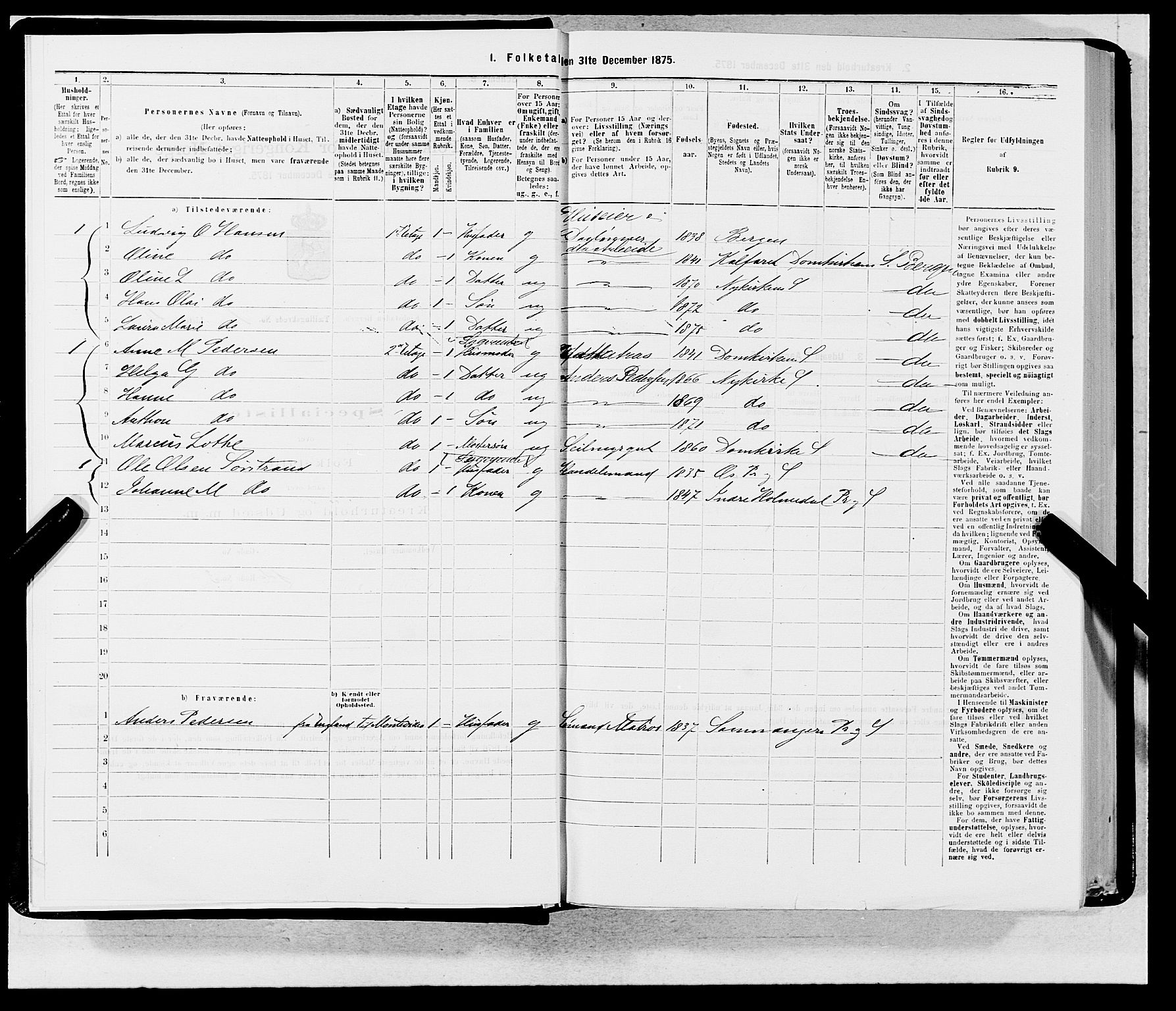 SAB, 1875 census for 1301 Bergen, 1875, p. 10