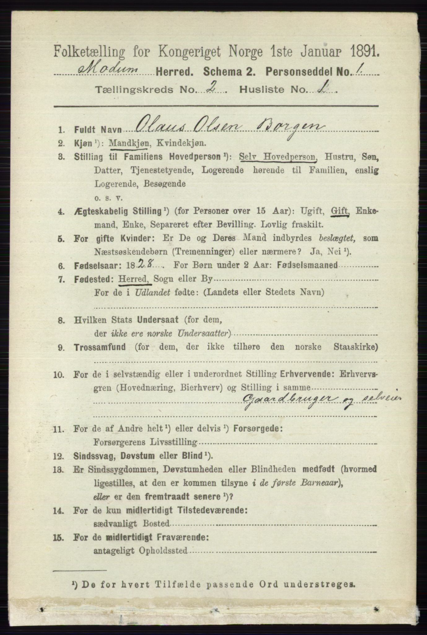 RA, 1891 census for 0623 Modum, 1891, p. 473