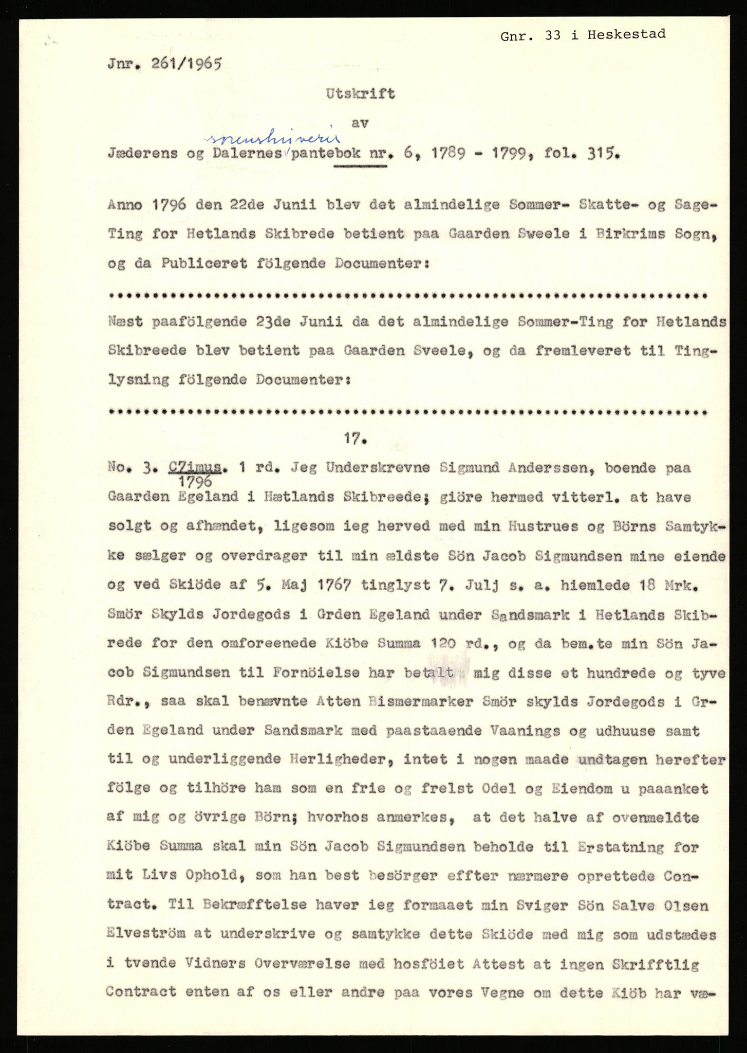 Statsarkivet i Stavanger, AV/SAST-A-101971/03/Y/Yj/L0017: Avskrifter sortert etter gårdsnavn: Eigeland østre - Elve, 1750-1930, p. 2