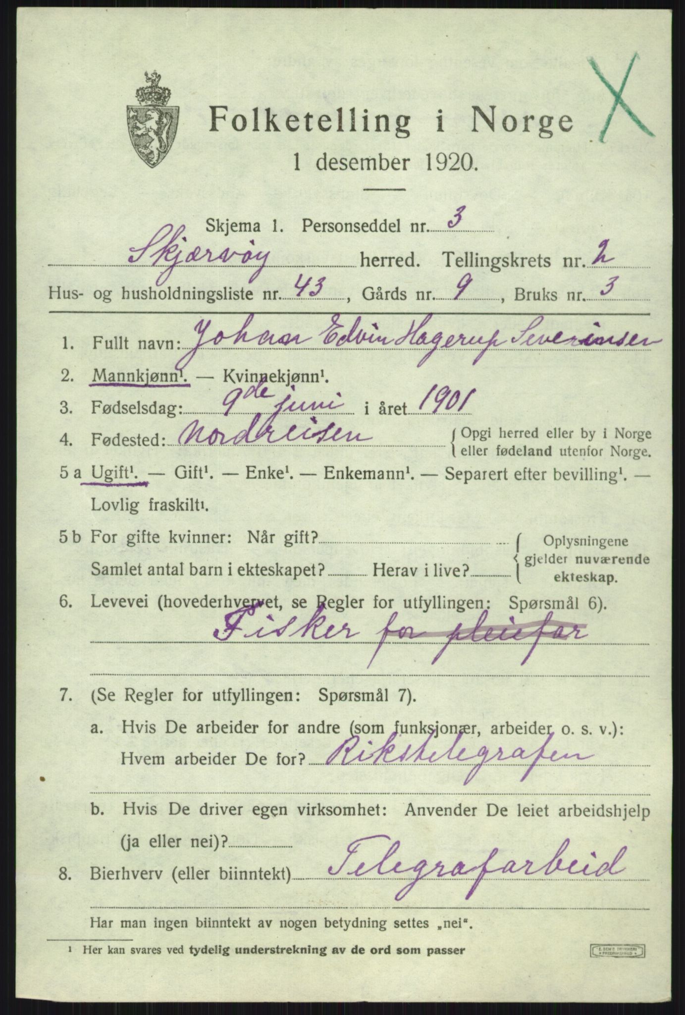 SATØ, 1920 census for Skjervøy, 1920, p. 2019