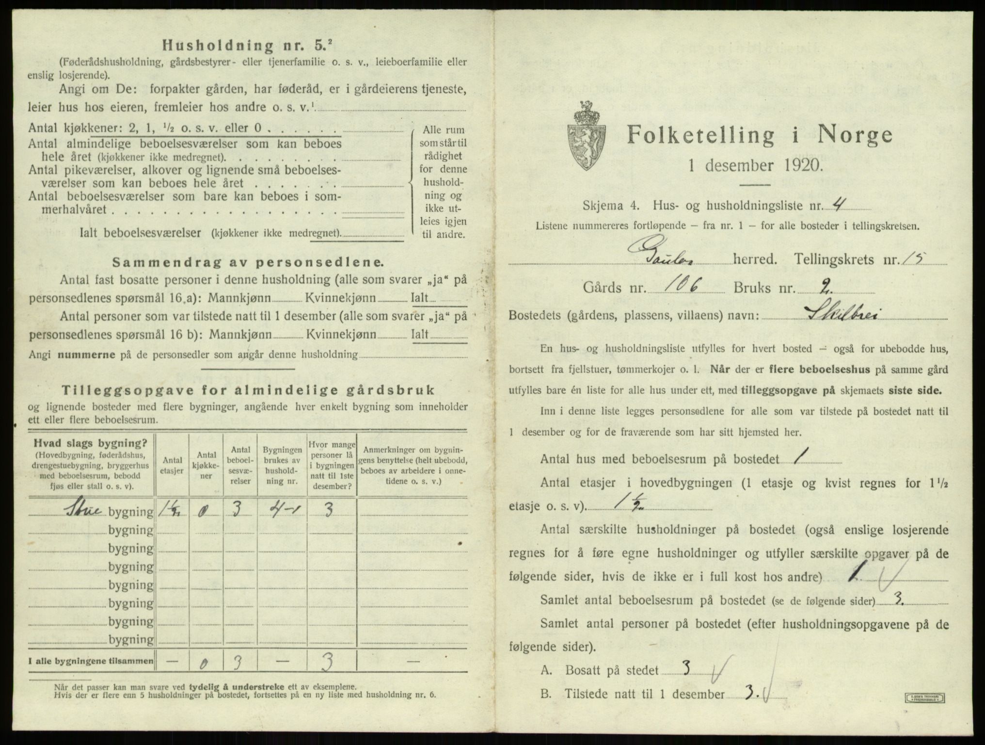 SAB, 1920 census for Gaular, 1920, p. 1072