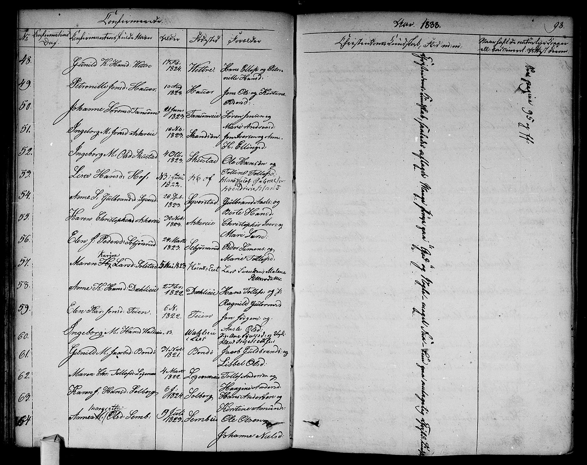 Asker prestekontor Kirkebøker, AV/SAO-A-10256a/F/Fa/L0009: Parish register (official) no. I 9, 1825-1878, p. 98