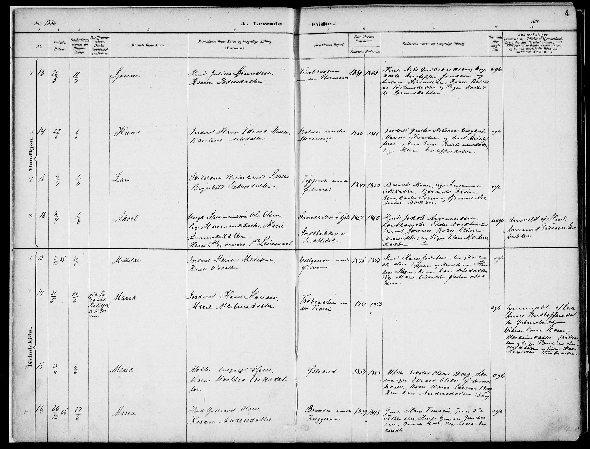 Nord-Odal prestekontor, AV/SAH-PREST-032/H/Ha/Haa/L0008: Parish register (official) no. 8, 1886-1901, p. 4