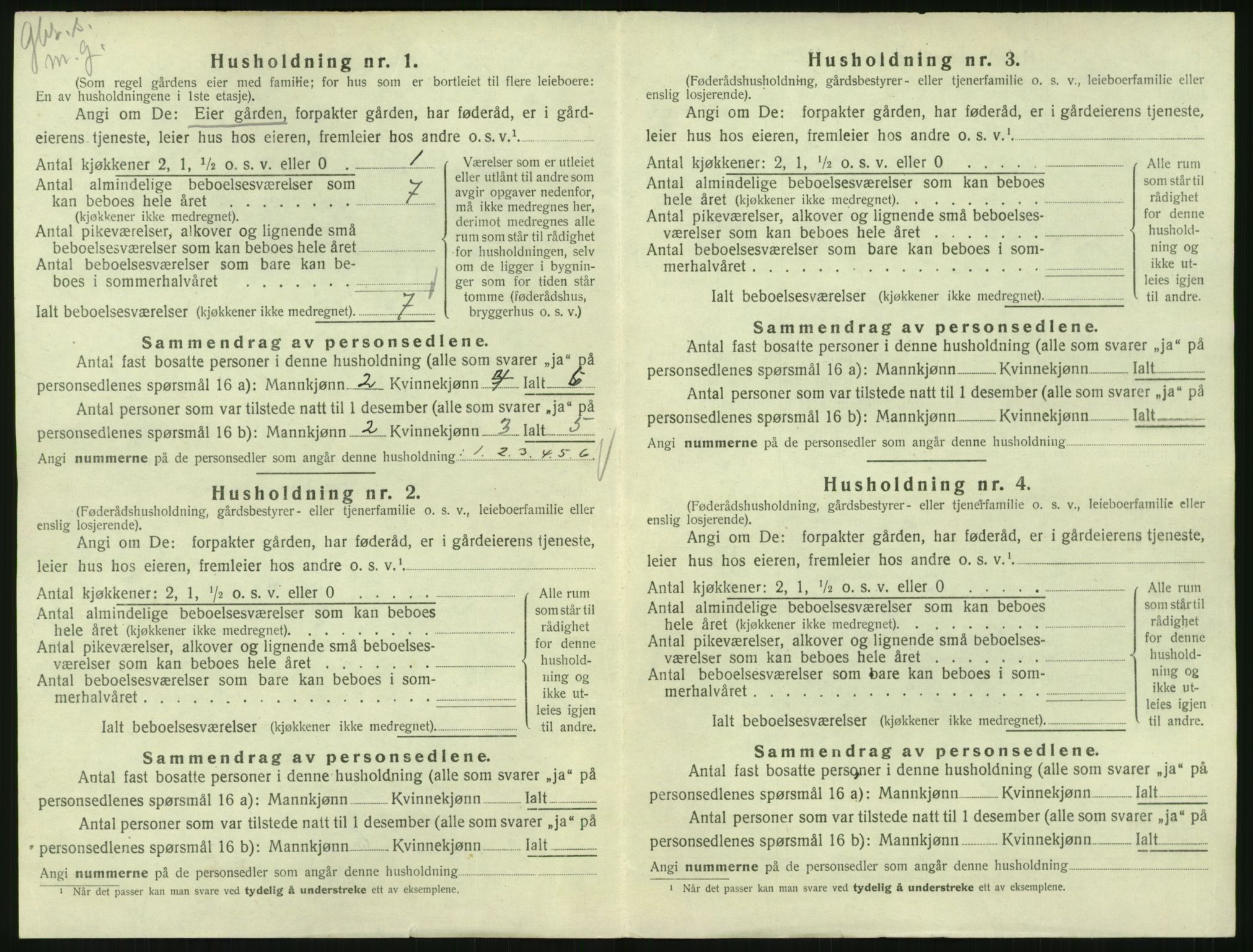 SAK, 1920 census for Holum, 1920, p. 712