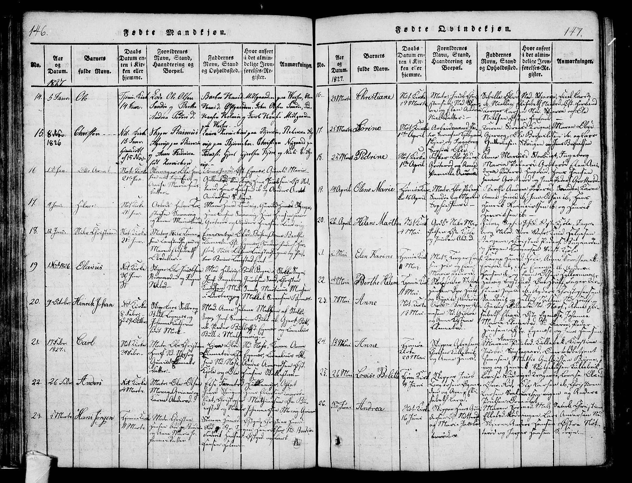 Nøtterøy kirkebøker, SAKO/A-354/F/Fa/L0004: Parish register (official) no. I 4, 1814-1838, p. 146-147