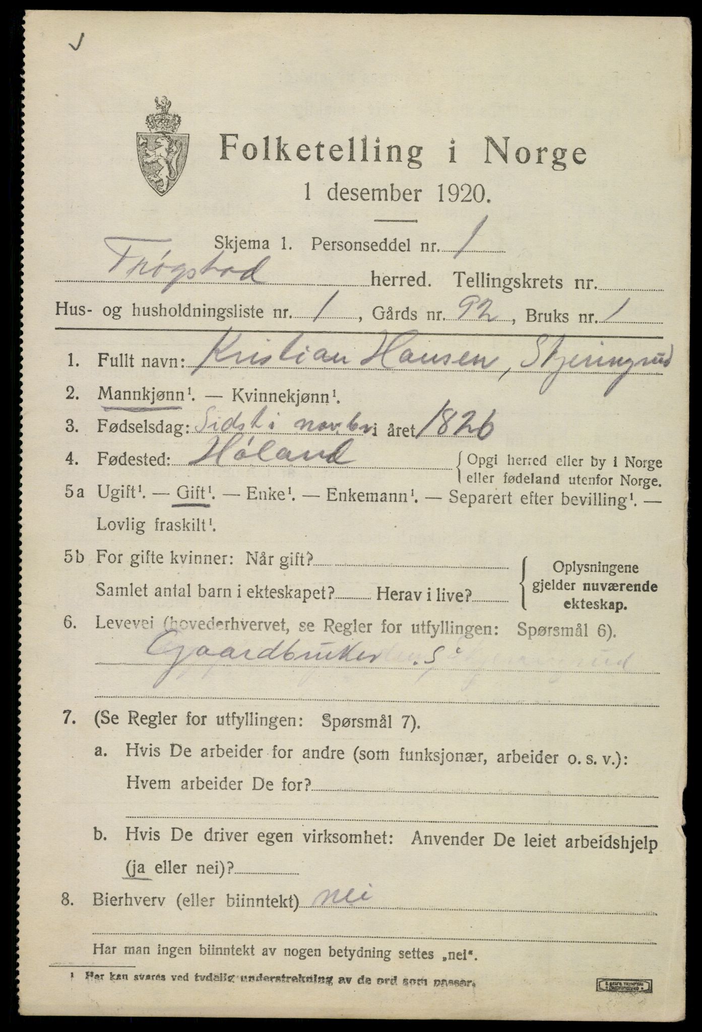 SAO, 1920 census for Trøgstad, 1920, p. 4642