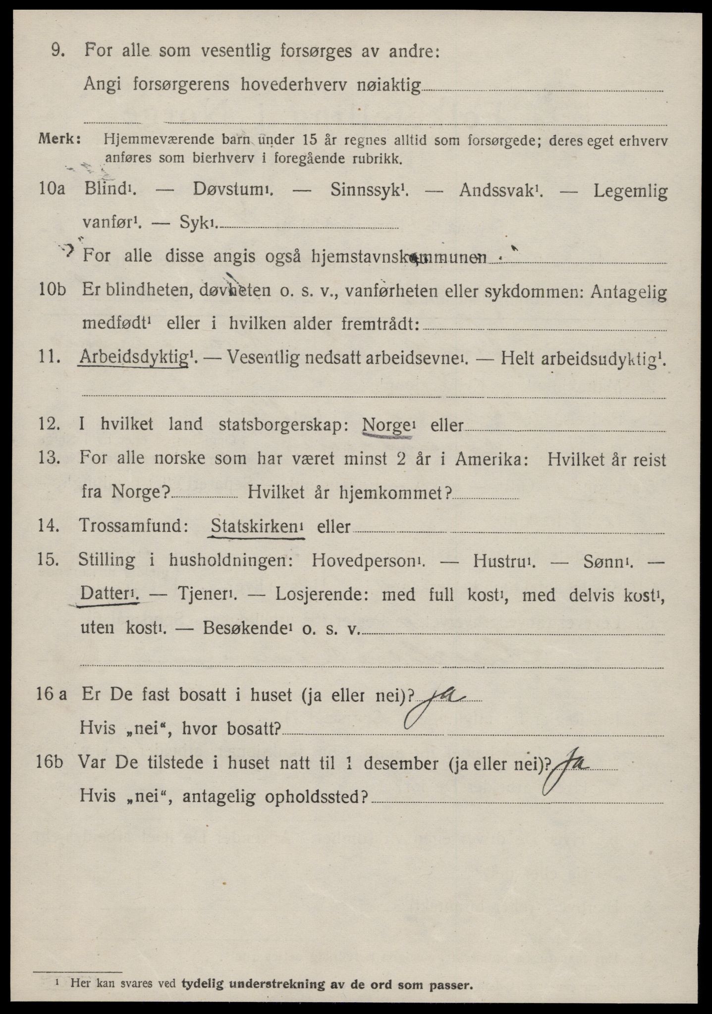 SAT, 1920 census for Volda, 1920, p. 12945