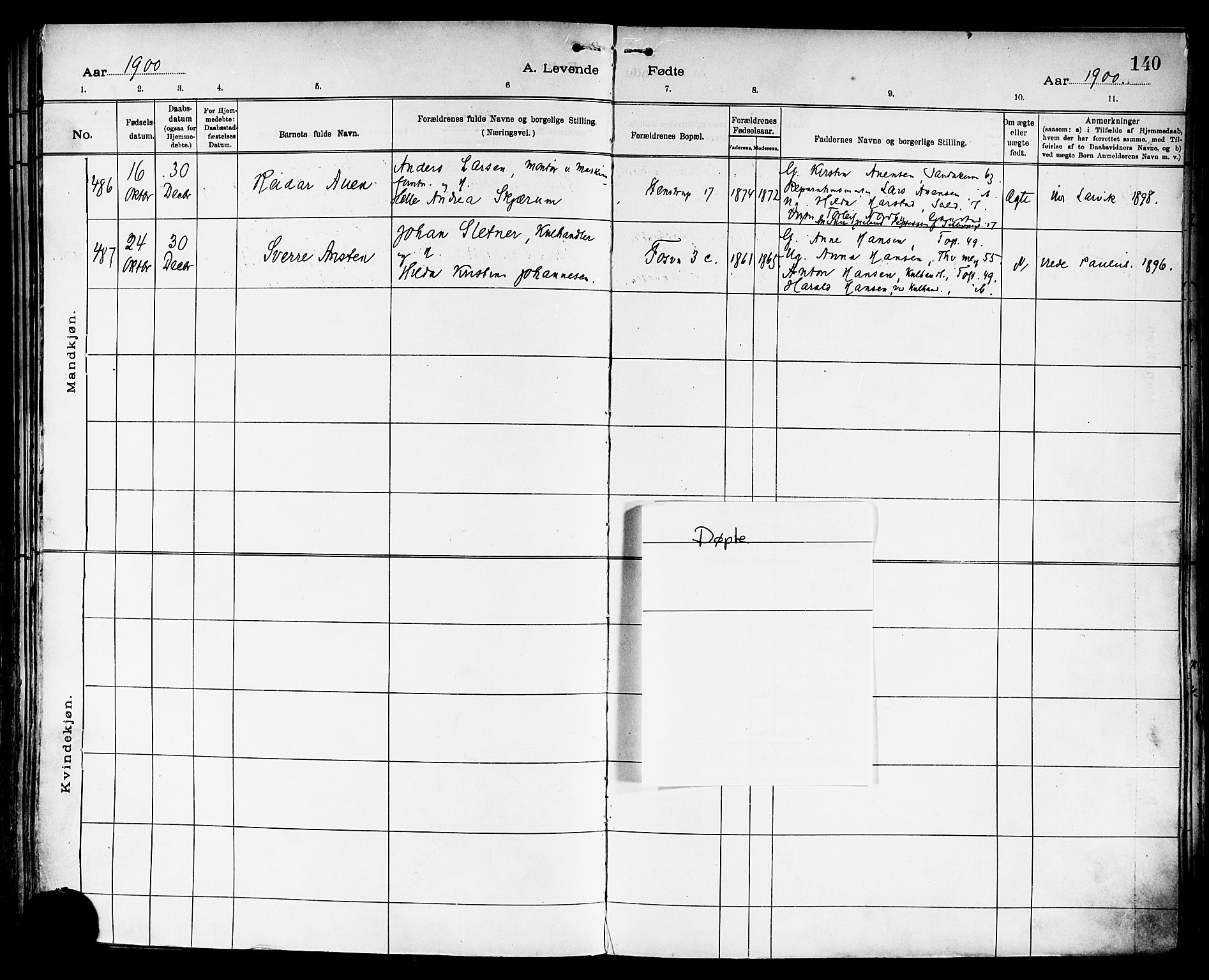 Paulus prestekontor Kirkebøker, AV/SAO-A-10871/F/Fa/L0015: Parish register (official) no. 15, 1899-1902, p. 140