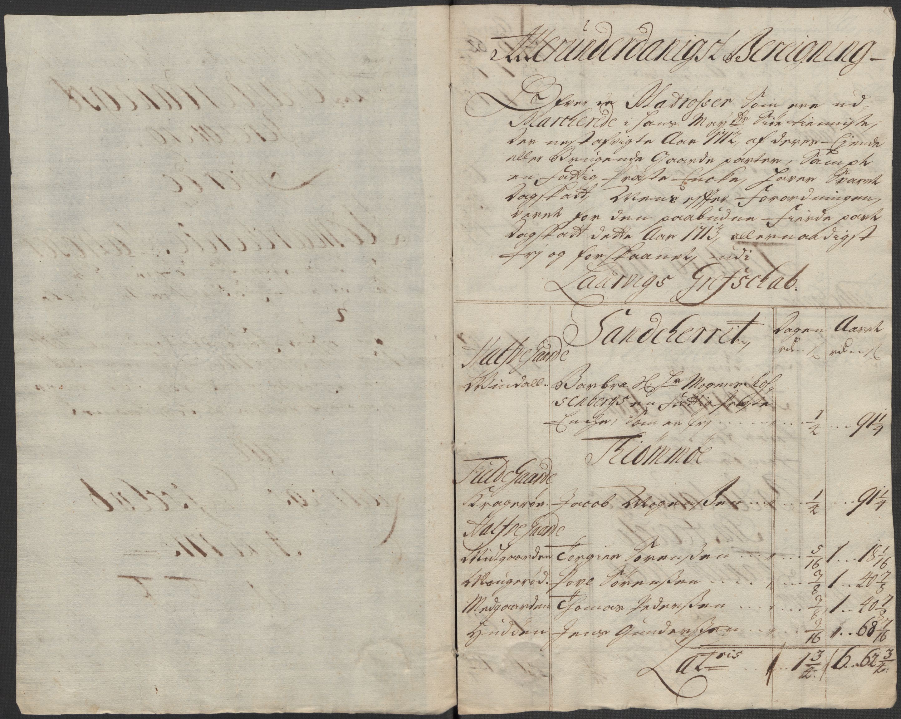 Rentekammeret inntil 1814, Reviderte regnskaper, Fogderegnskap, AV/RA-EA-4092/R33/L1985: Fogderegnskap Larvik grevskap, 1713, p. 339