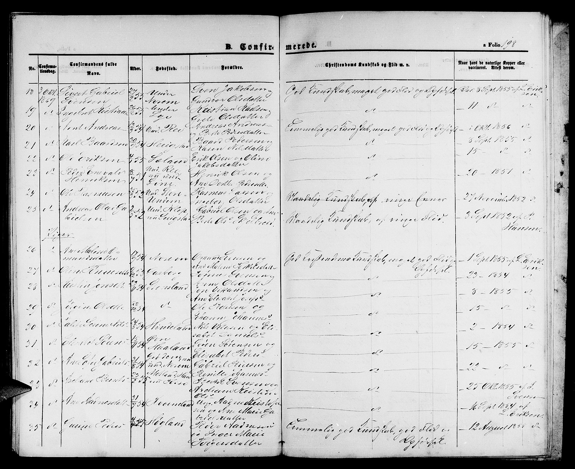 Lye sokneprestkontor, AV/SAST-A-101794/001/30BB/L0004: Parish register (copy) no. B 4, 1868-1878, p. 198