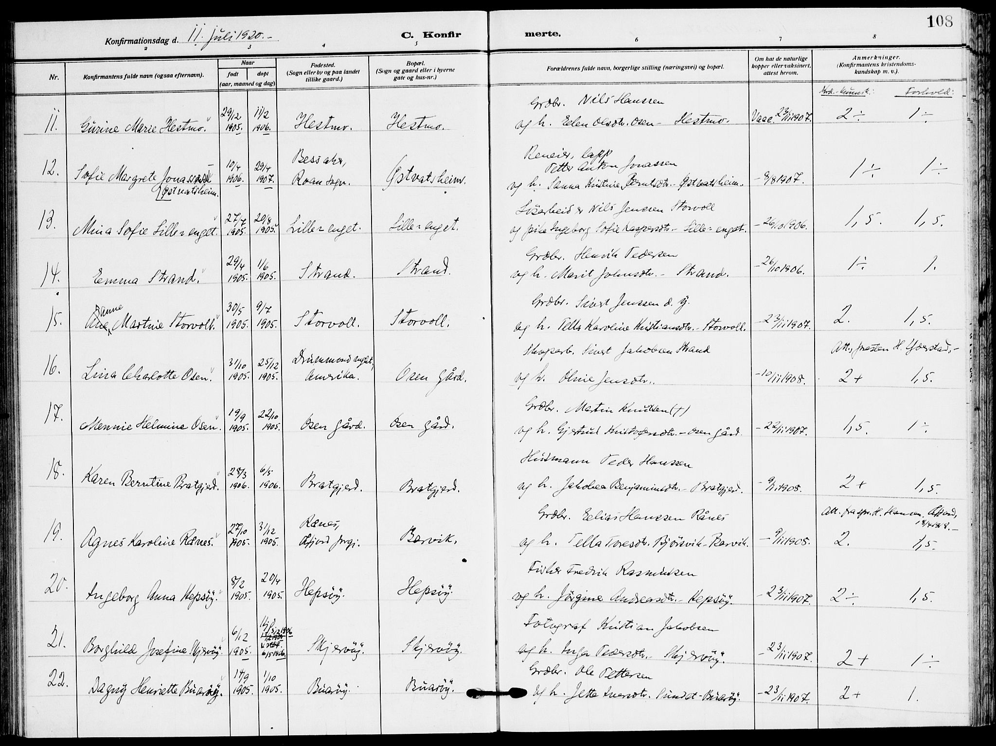 Ministerialprotokoller, klokkerbøker og fødselsregistre - Sør-Trøndelag, SAT/A-1456/658/L0724: Parish register (official) no. 658A03, 1912-1924, p. 108