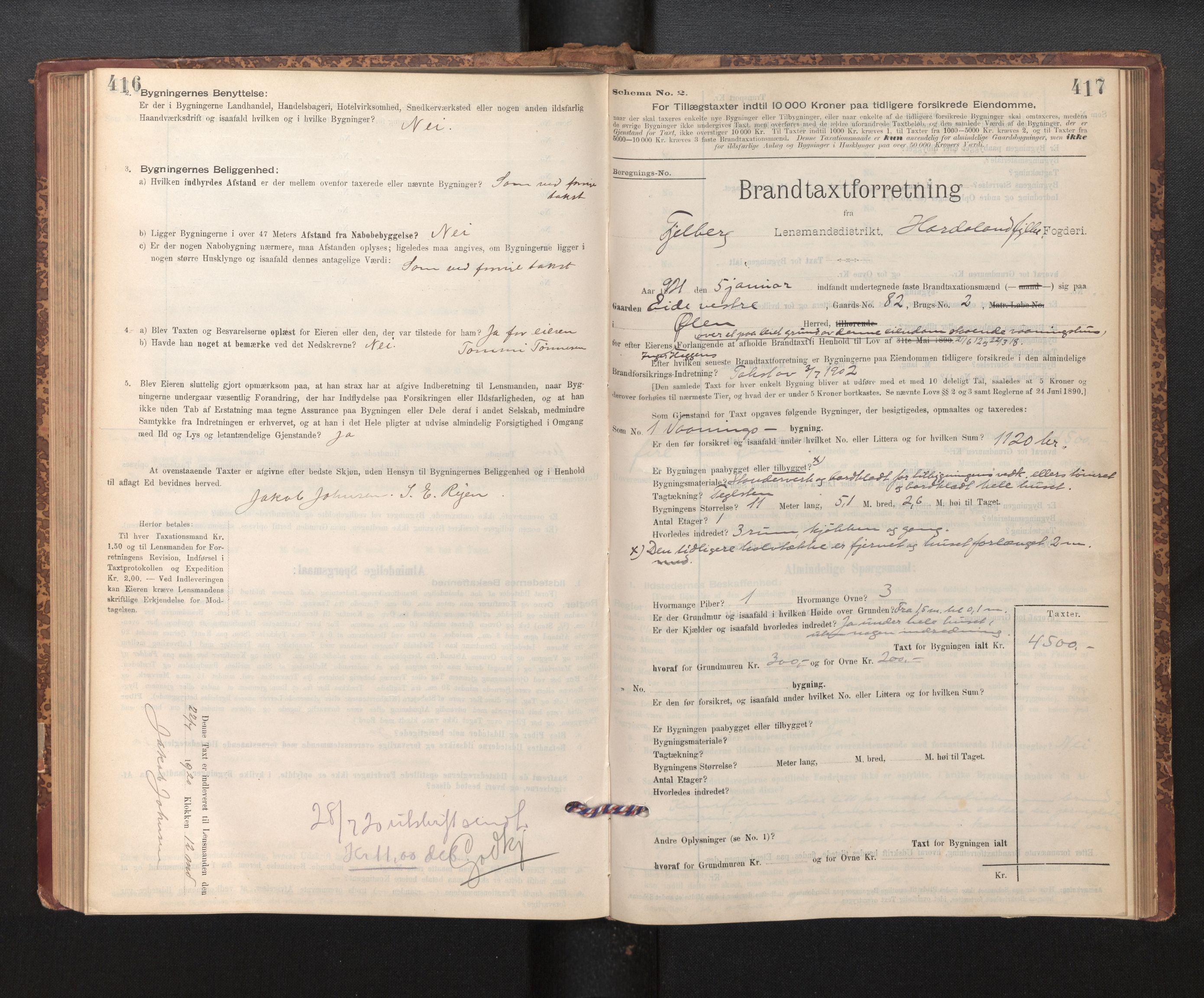 Lensmannen i Fjelberg, SAB/A-32101/0012/L0007: Branntakstprotokoll, skjematakst, 1895-1949, p. 416-417