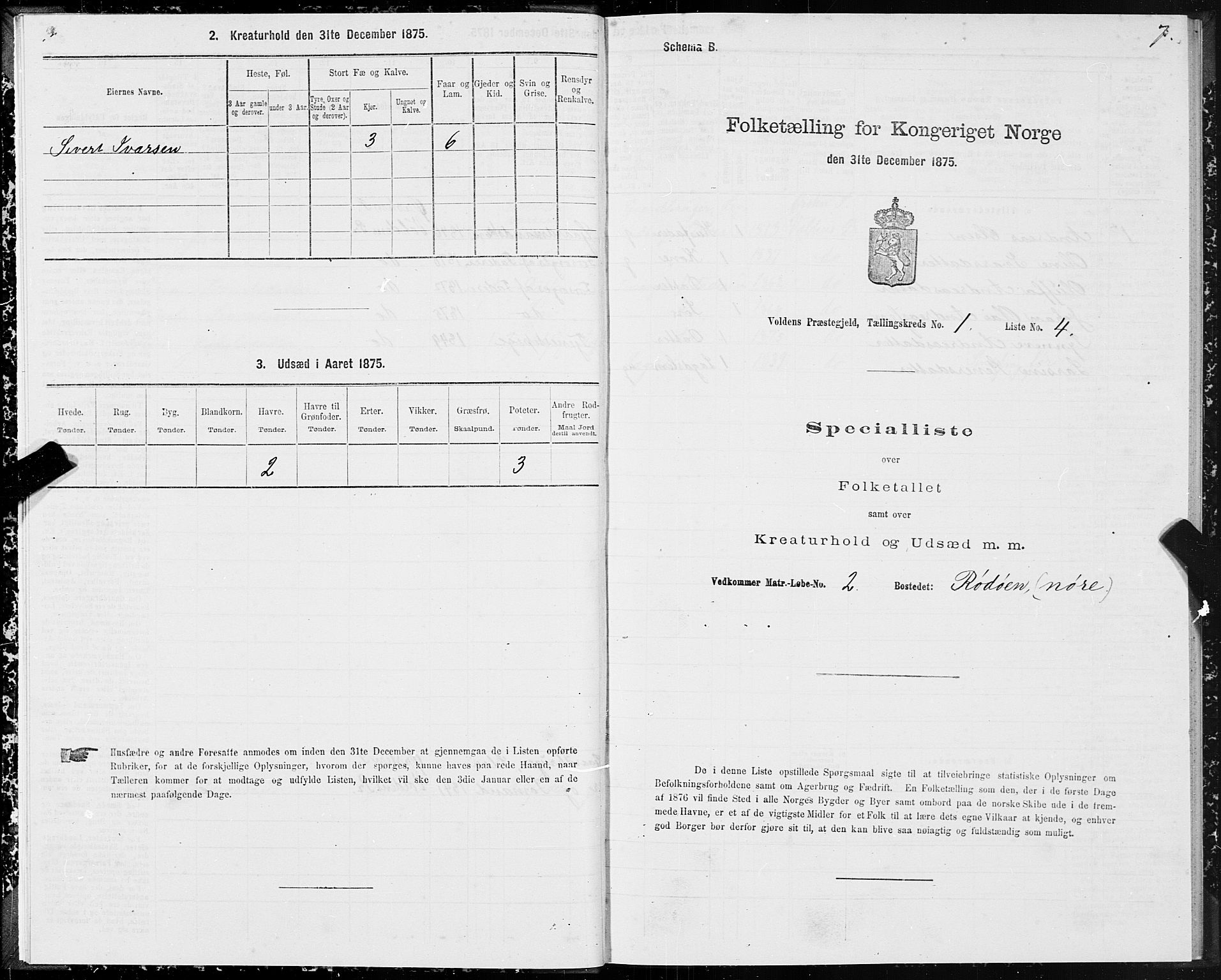 SAT, 1875 census for 1519P Volda, 1875, p. 1007