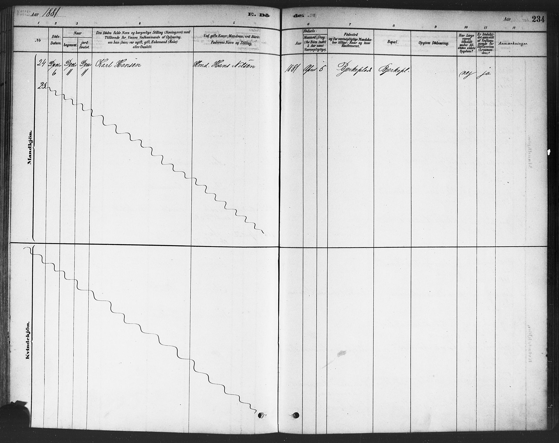 Drøbak prestekontor Kirkebøker, SAO/A-10142a/F/Fc/L0002: Parish register (official) no. III 2, 1878-1891, p. 234