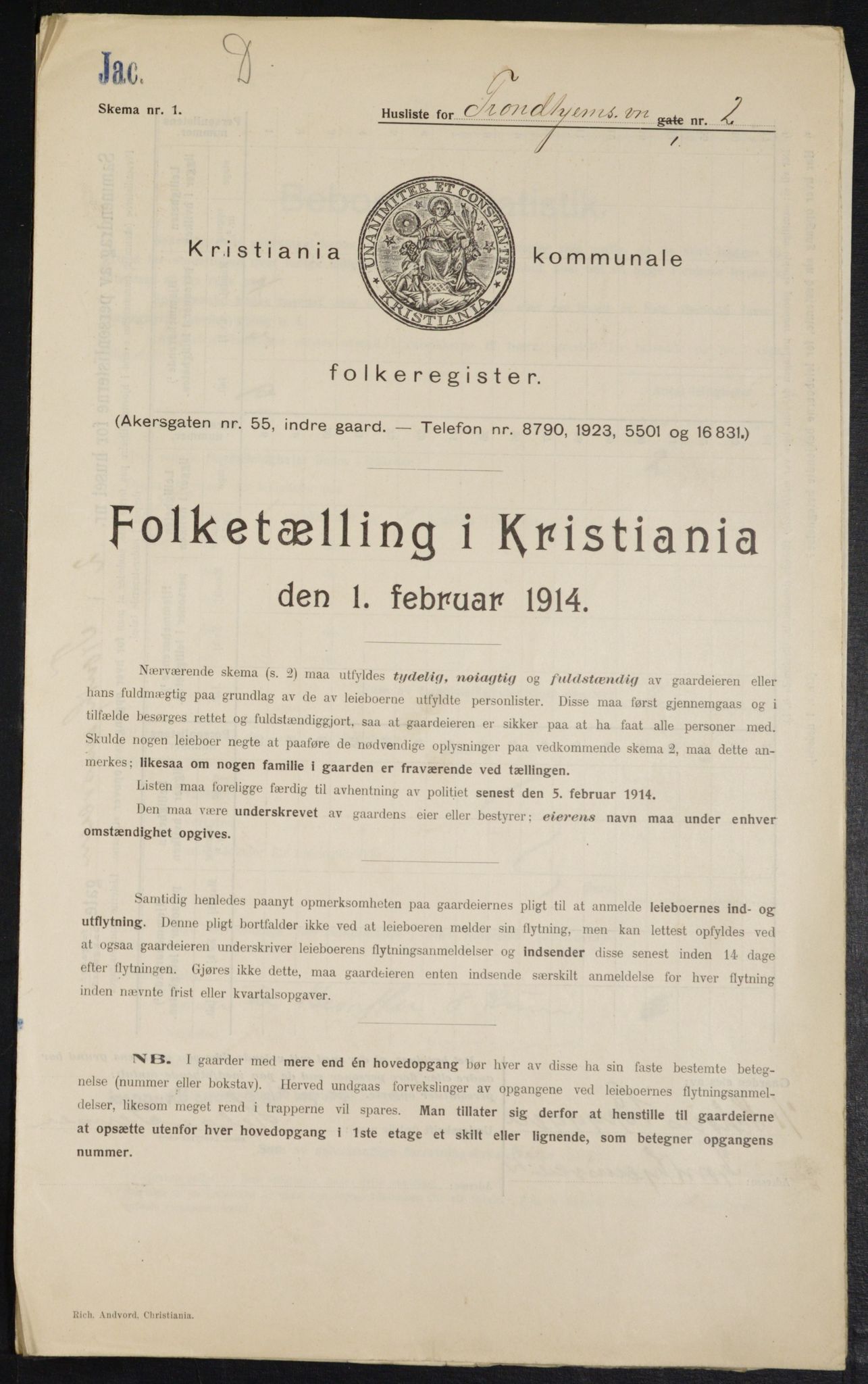 OBA, Municipal Census 1914 for Kristiania, 1914, p. 116812