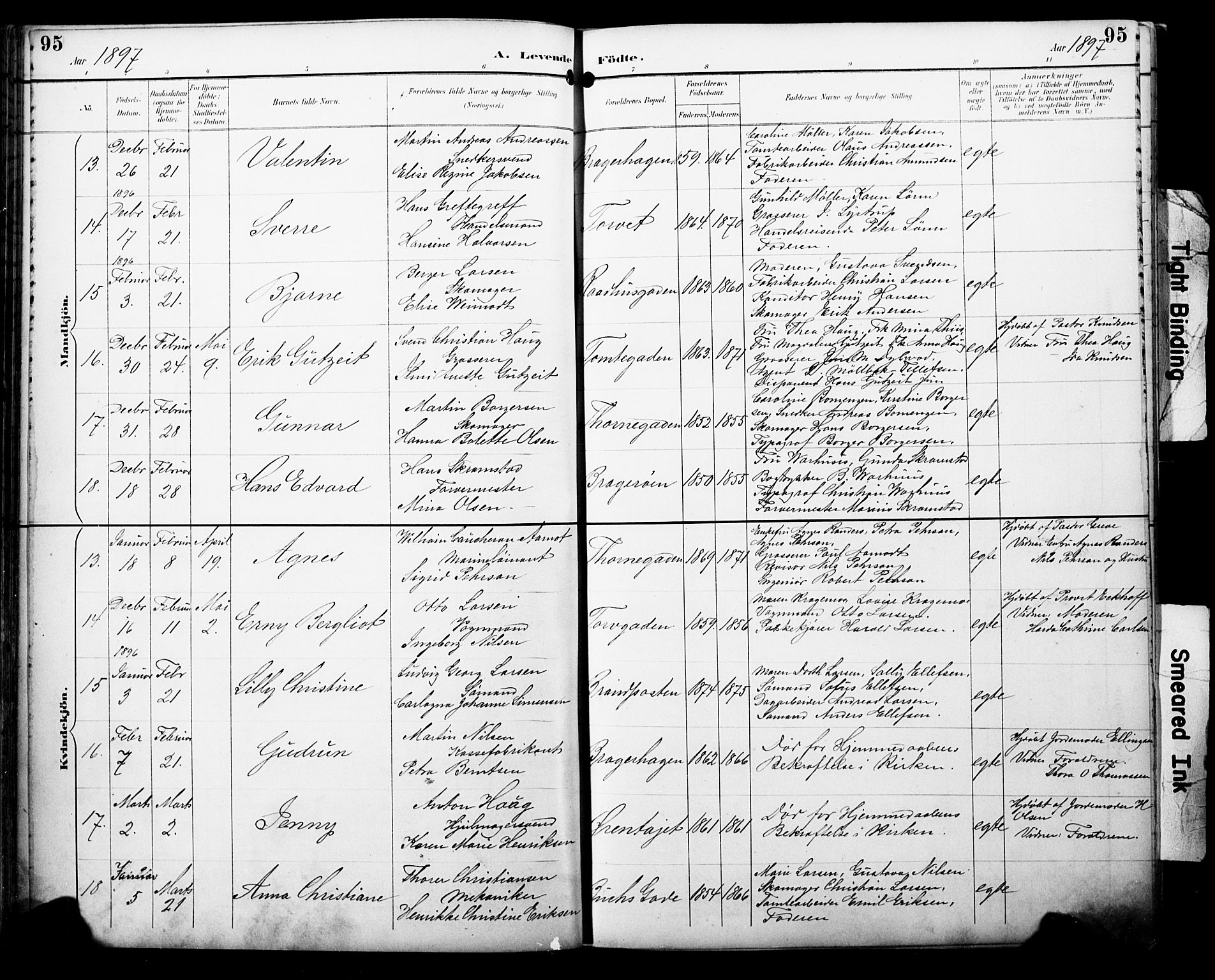 Bragernes kirkebøker, AV/SAKO-A-6/F/Fb/L0008: Parish register (official) no. II 8, 1894-1902, p. 95