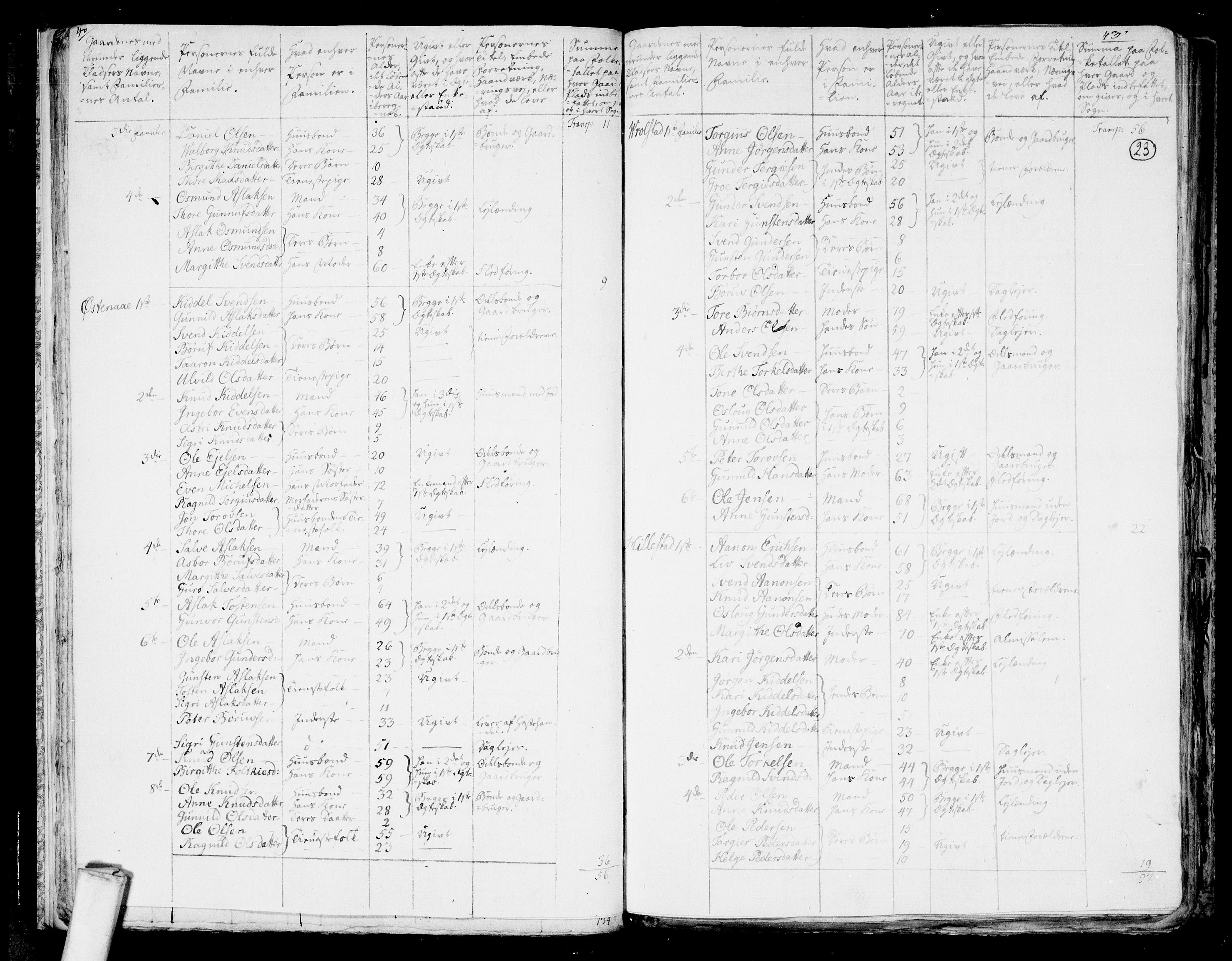 RA, 1801 census for 0929P Åmli, 1801, p. 22b-23a