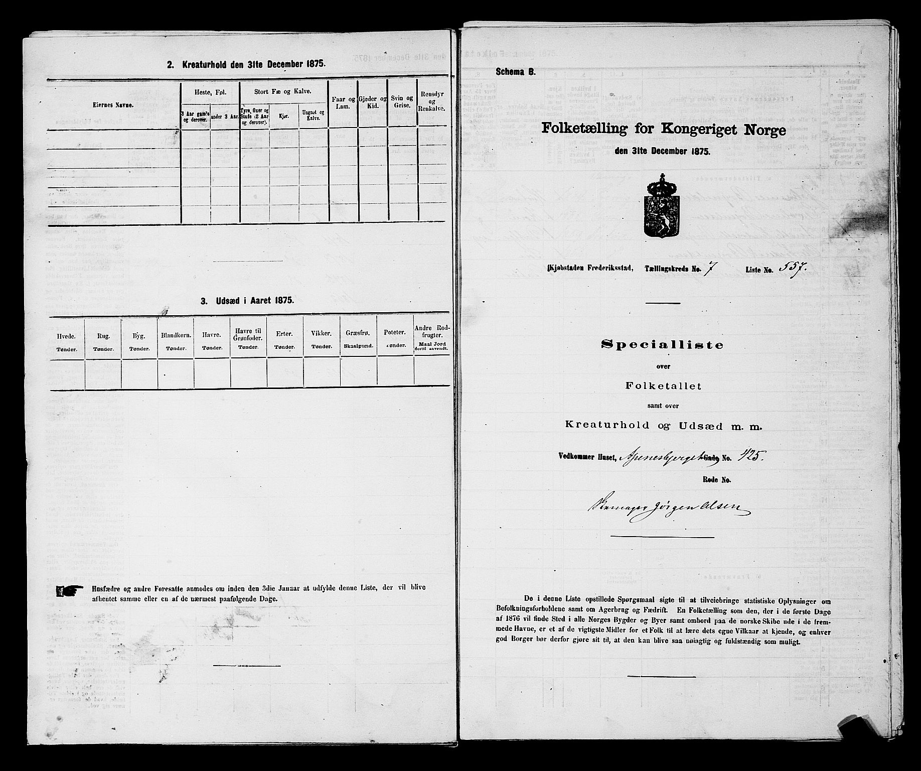 RA, 1875 census for 0103B Fredrikstad/Fredrikstad, 1875, p. 1277